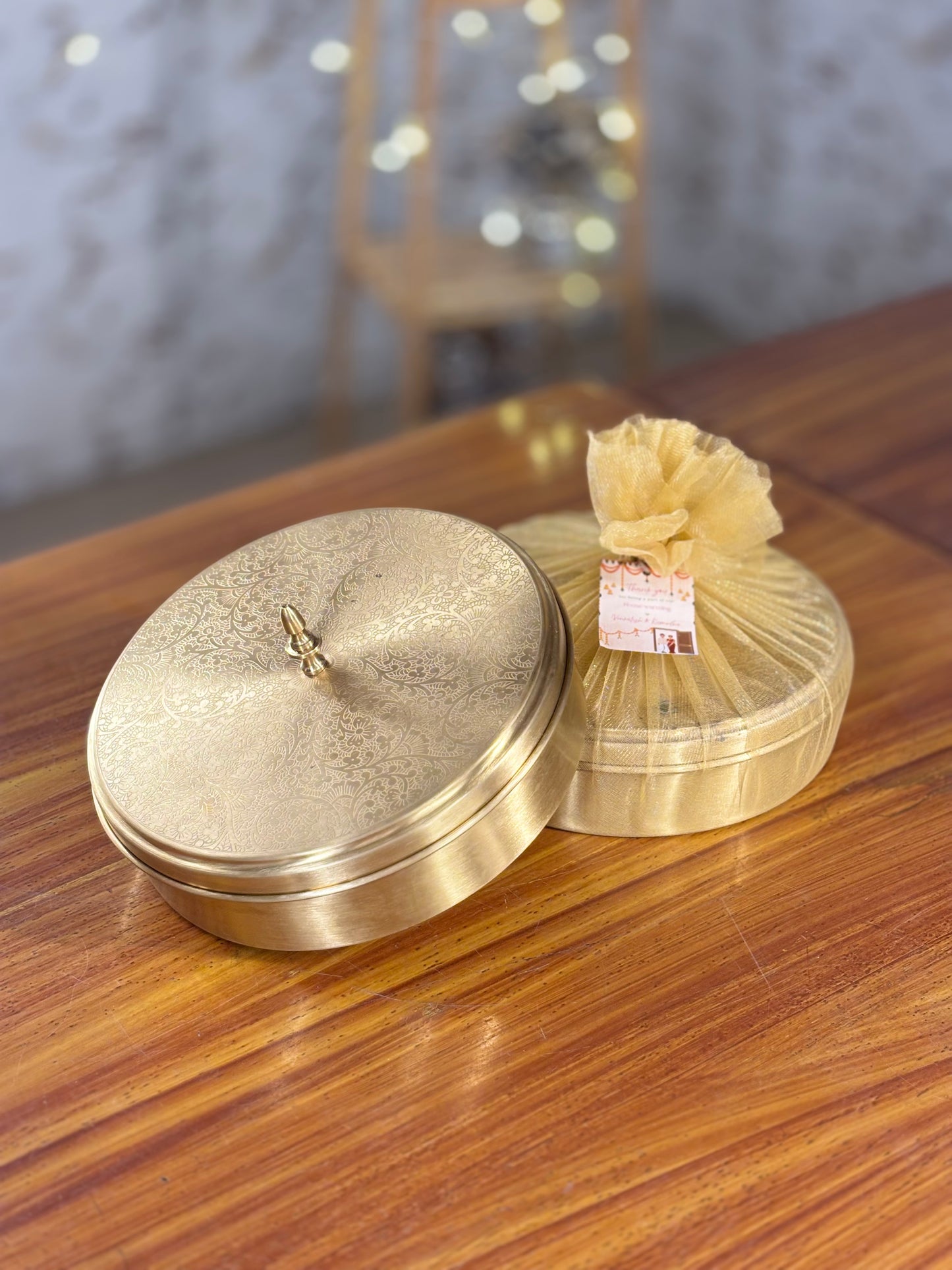 8 Inch Brass Spice Box Return Gift | Traditional Brass Masala Box | Wedding & Kitchen Favor Under ₹2500