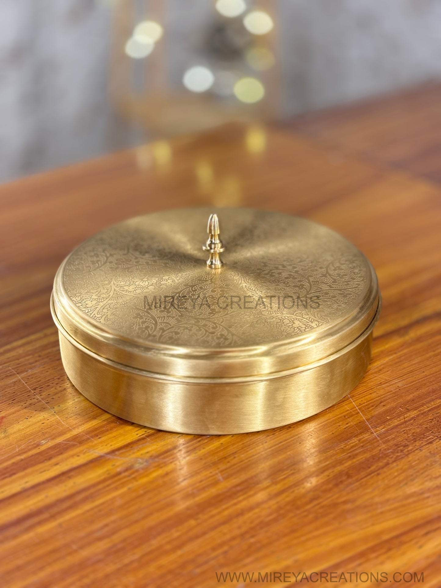 8 Inch Brass Spice Box Return Gift | Traditional Brass Masala Box | Wedding & Kitchen Favor Under ₹2500