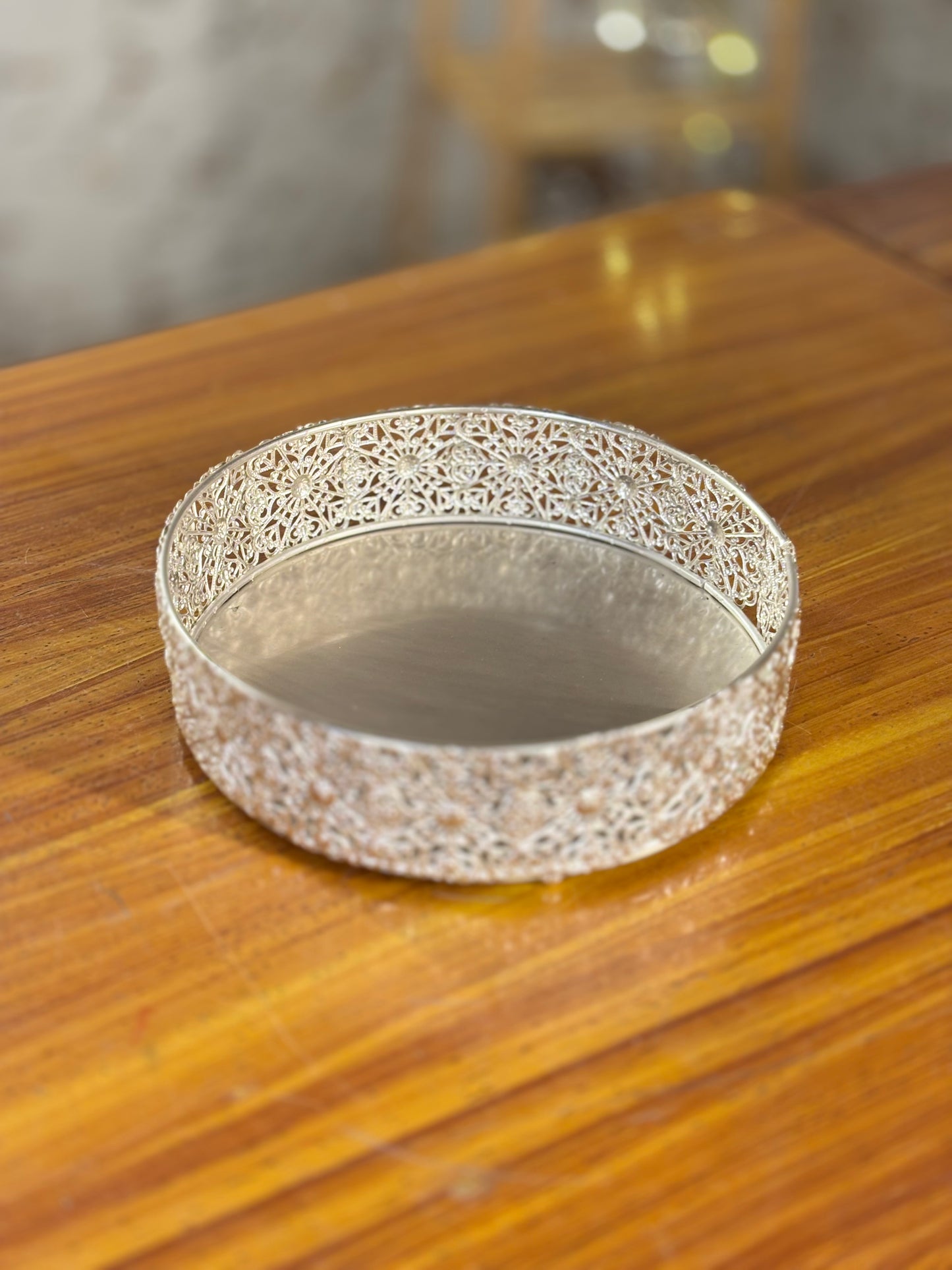 8 Inch German Silver Tray Return Gift | Elegant Silver Finish Tray | Wedding & Housewarming Favor Under ₹500