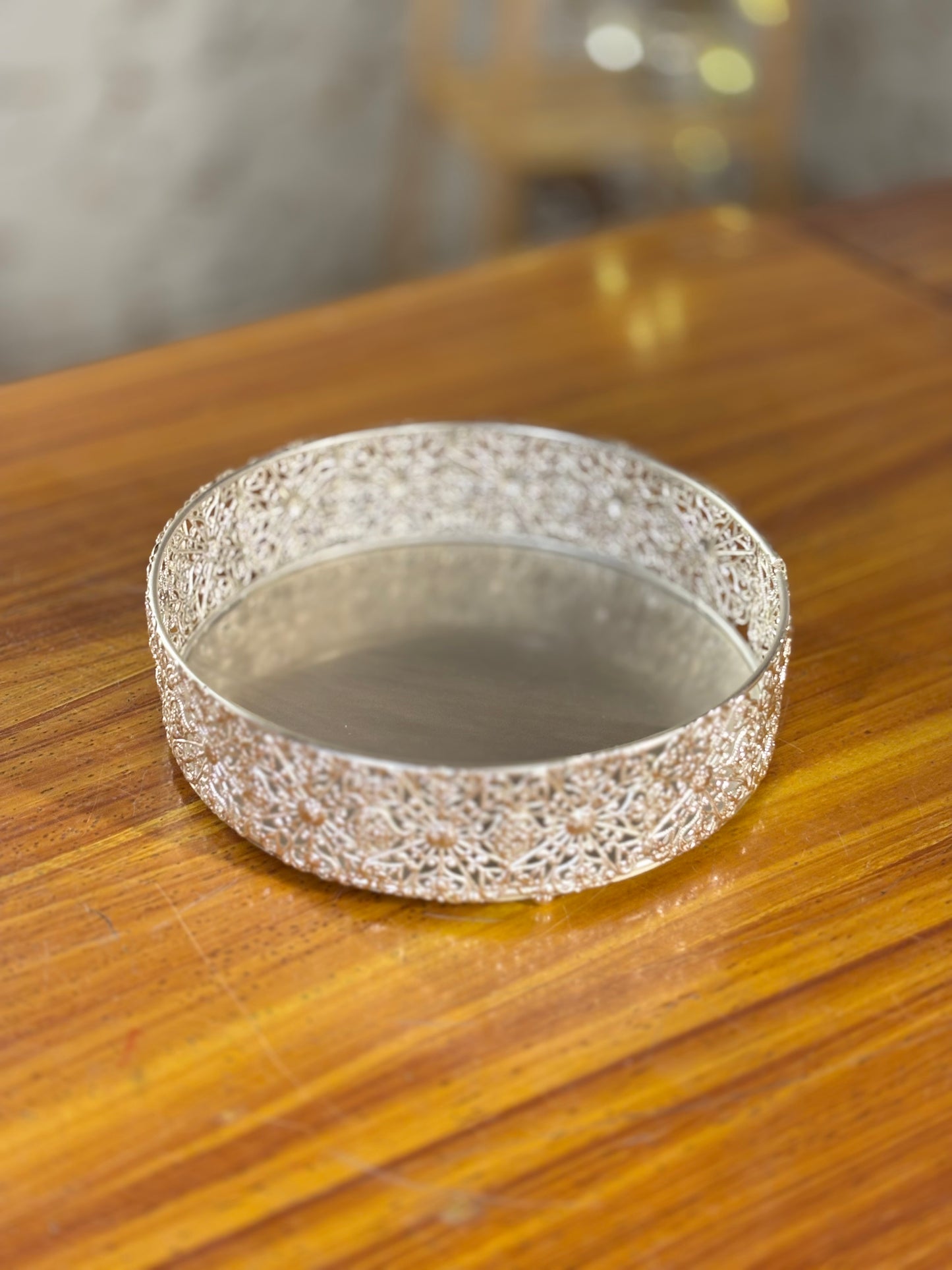 8 Inch German Silver Tray Return Gift | Elegant Silver Finish Tray | Wedding & Housewarming Favor Under ₹500