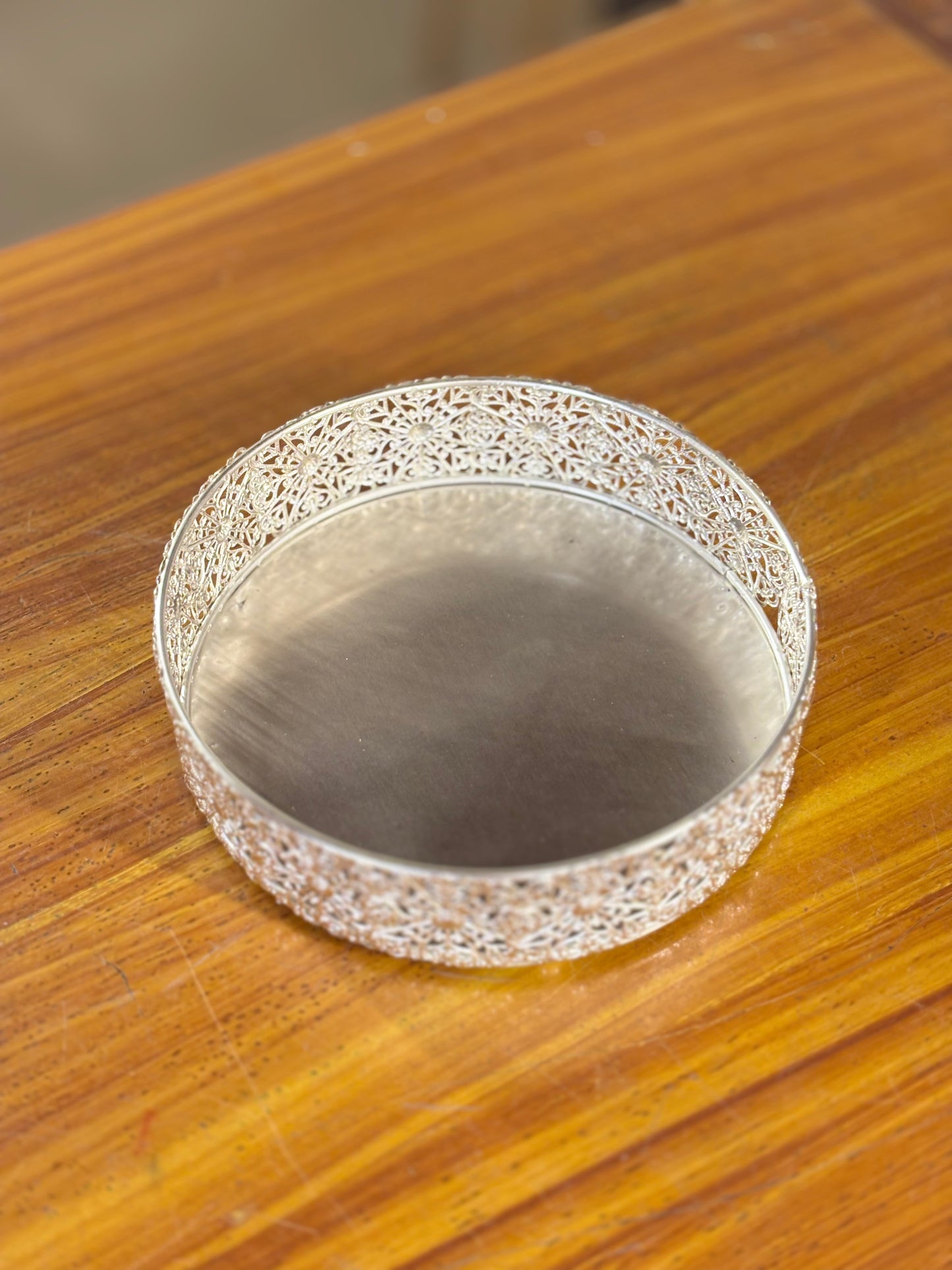 8 Inch German Silver Tray Return Gift | Elegant Silver Finish Tray | Wedding & Housewarming Favor Under ₹500