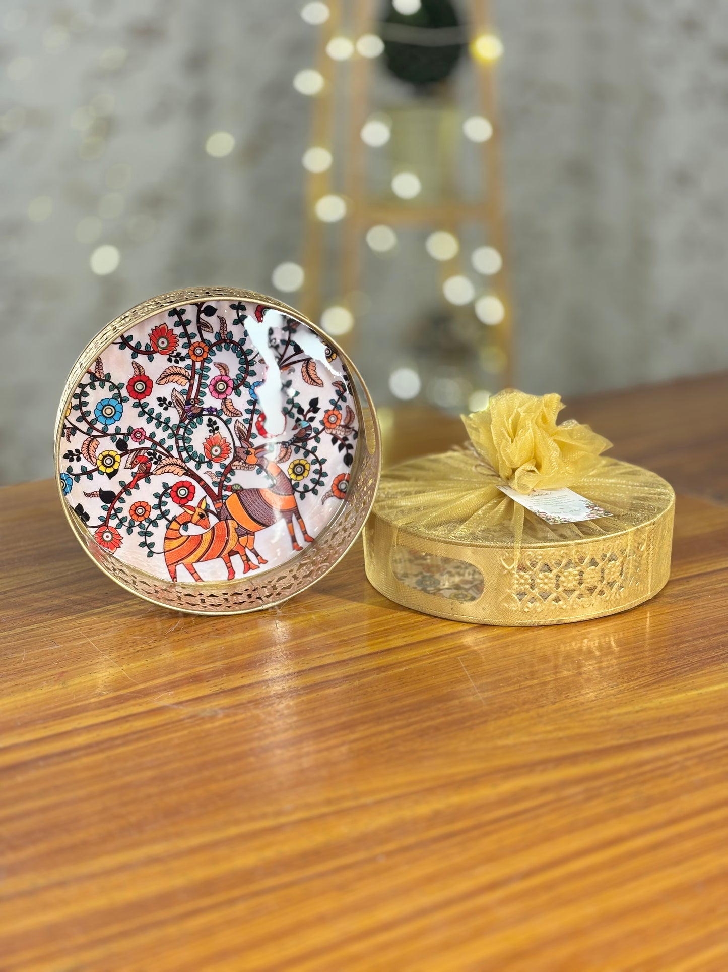 8 Inch Printed Tray Return Gift | Large Printed Decorative Tray | Wedding & Event Favor Under ₹300