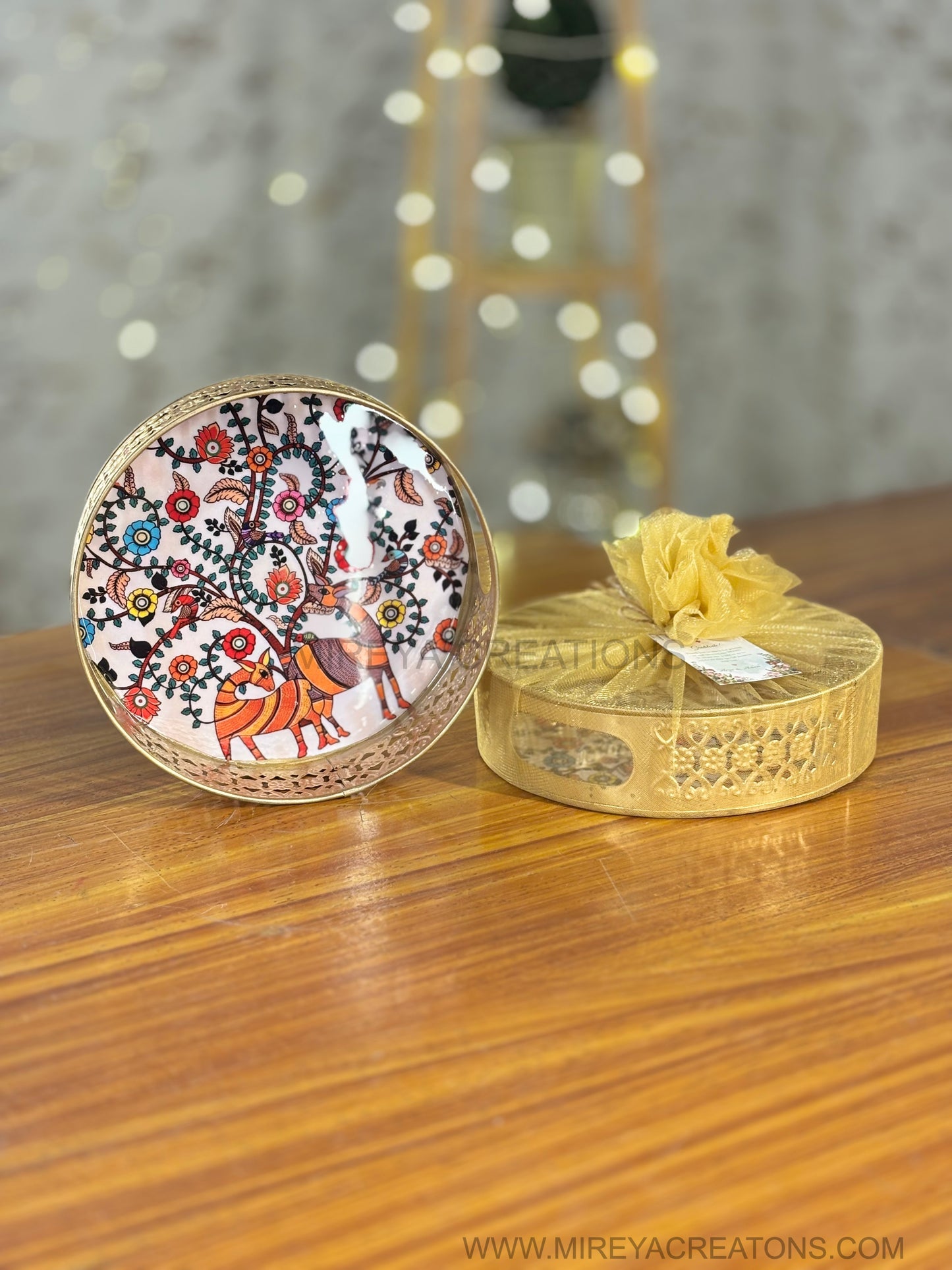 8 Inch Printed Tray Return Gift | Large Printed Decorative Tray | Wedding & Event Favor Under ₹300