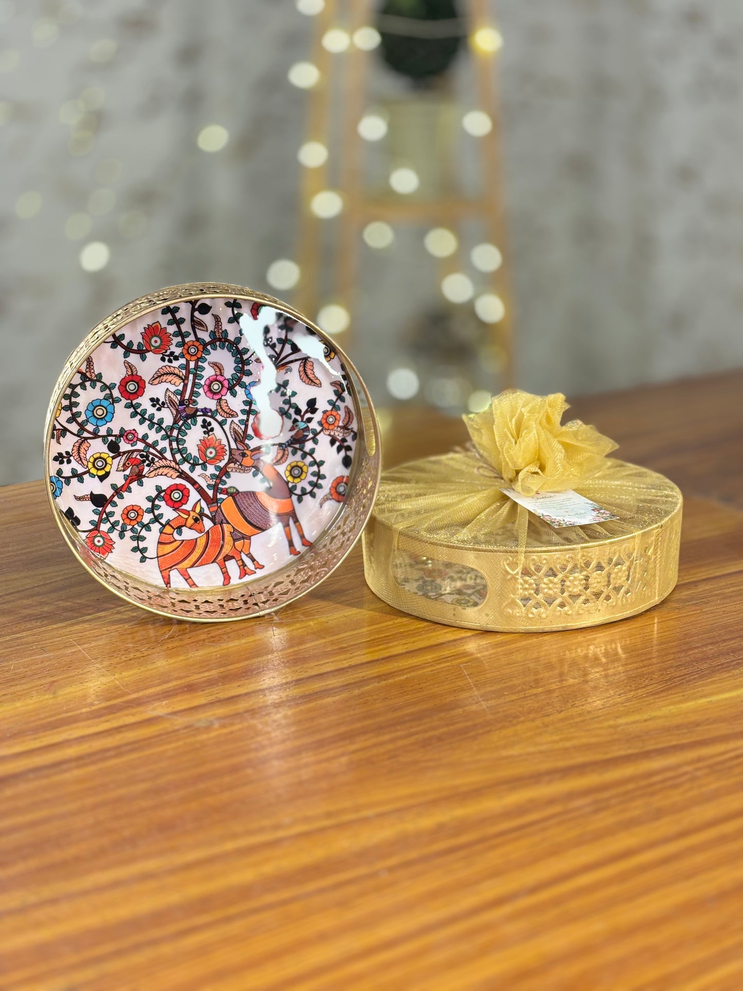 8 Inch Printed Tray Return Gift | Large Printed Decorative Tray | Wedding & Event Favor Under ₹300