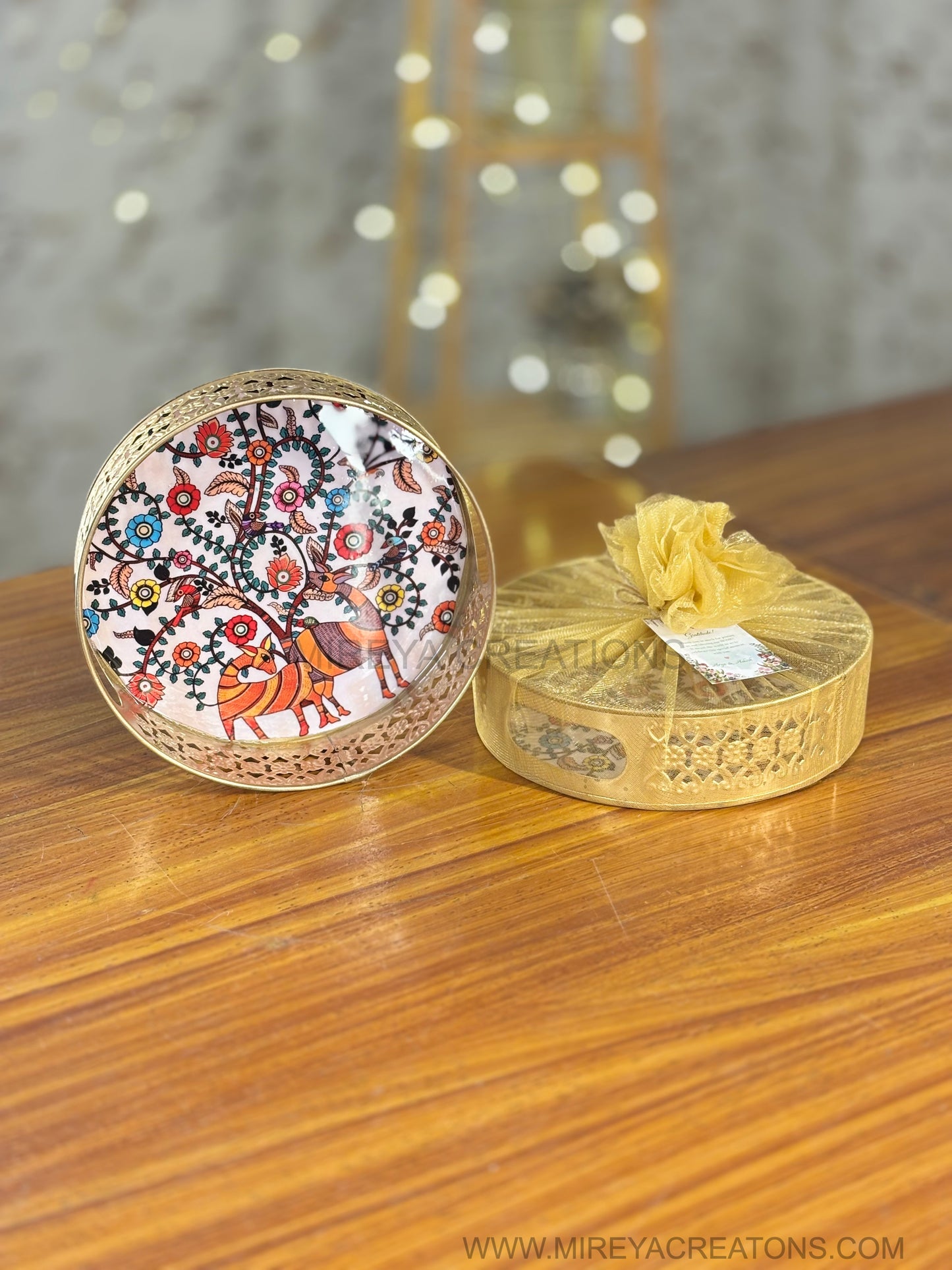 8 Inch Printed Tray Return Gift | Large Printed Decorative Tray | Wedding & Event Favor Under ₹300