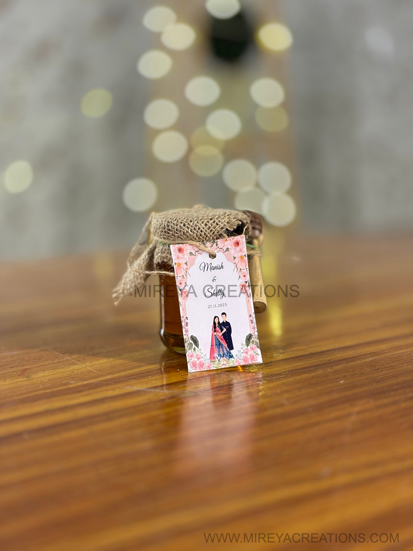 Honey Jar with Dipper | Gourmet Honey Return Gift | Wedding & Festive Favor