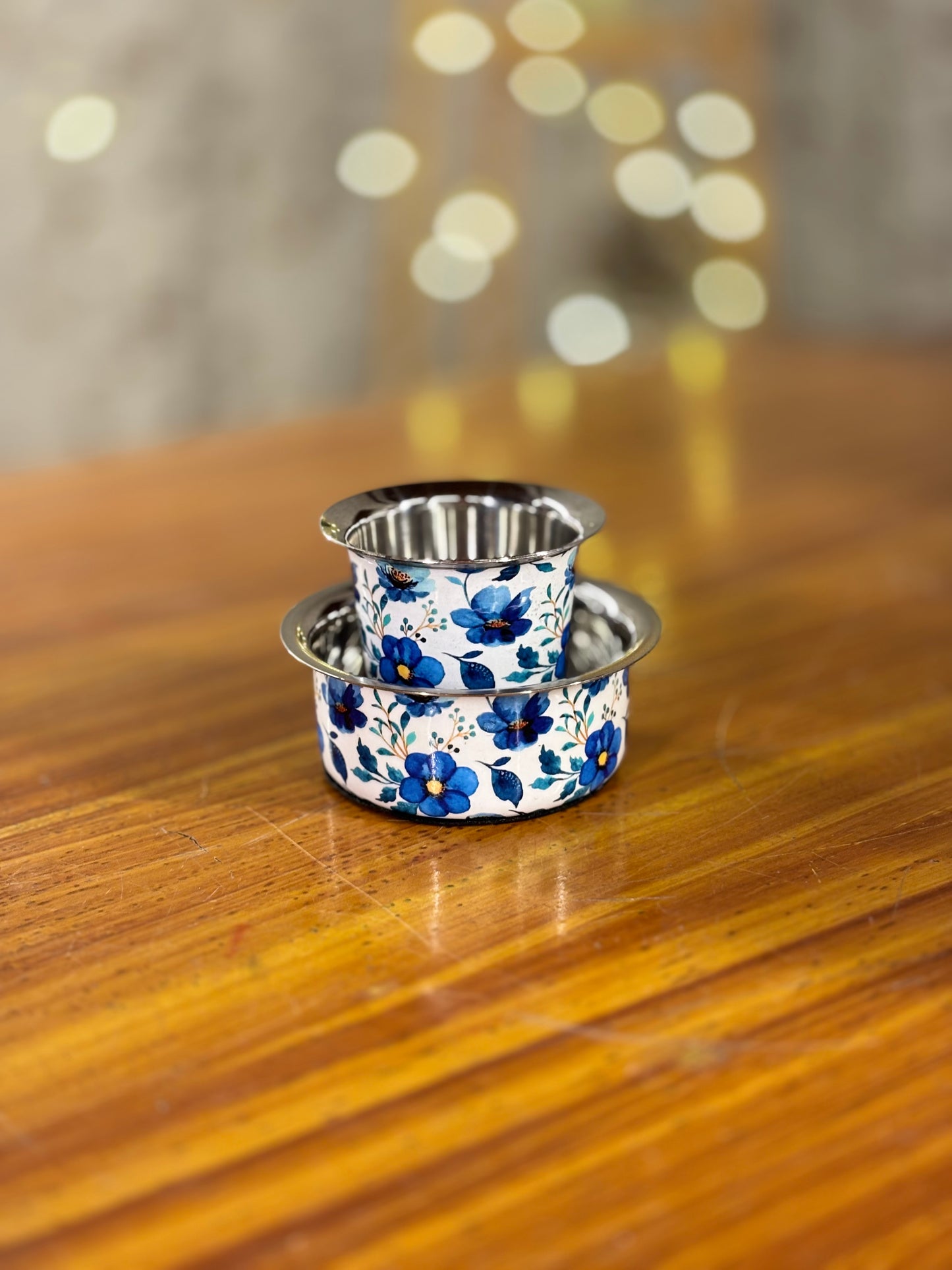 Printed Stainless Steel Dabara Return Gift | Traditional South Indian Dabara | Wedding & Puja Favor Under ₹500