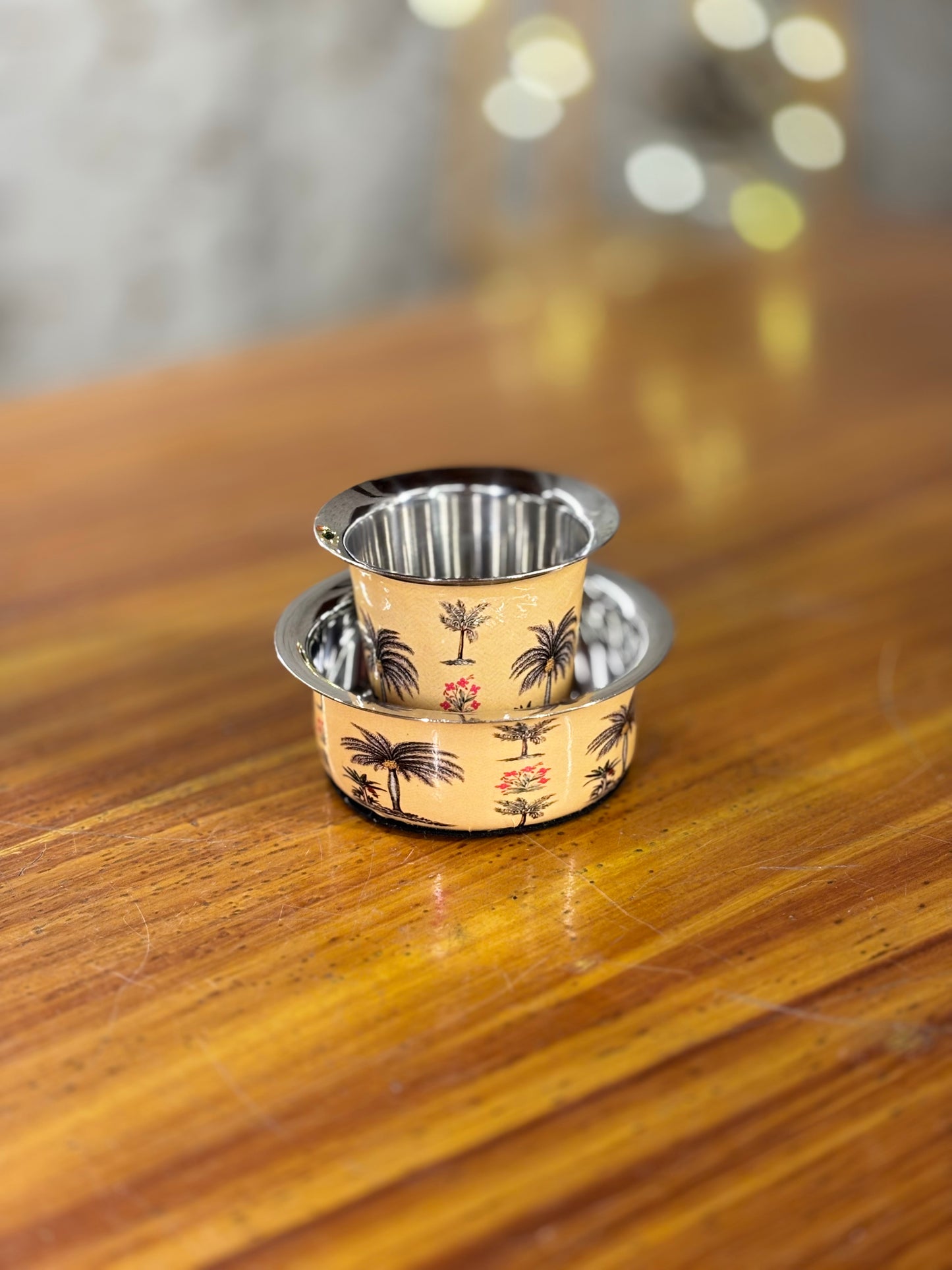 Printed Stainless Steel Dabara Return Gift | Traditional South Indian Dabara | Wedding & Puja Favor Under ₹500