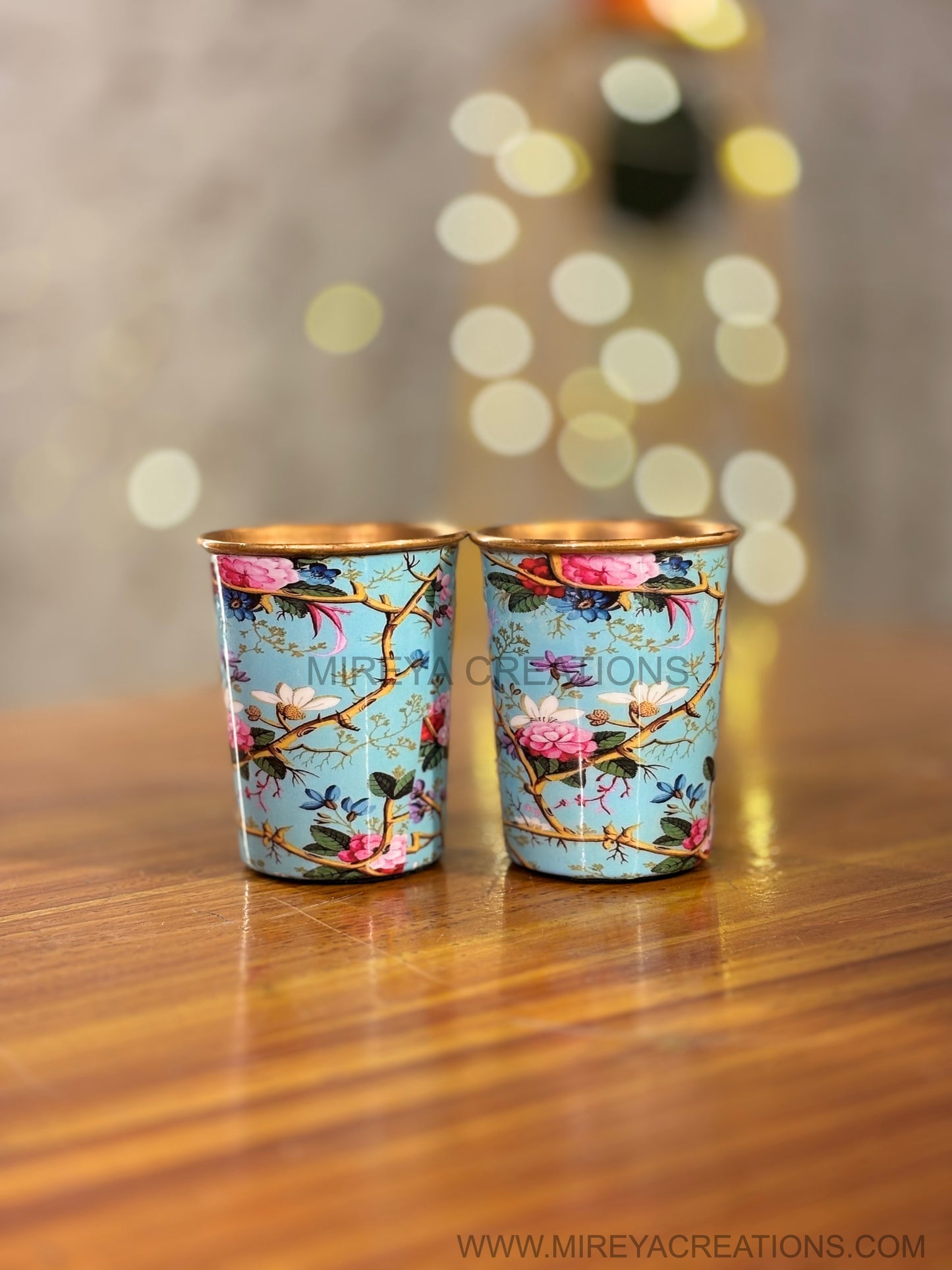 Printed Copper Glass (Set of 2 ) Return Gift | Premium Copper Glass | Wedding & Housewarming Favor Under ₹1000