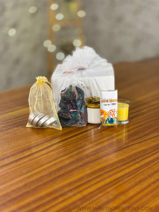 Decorative Jar Return Gift Set | Shot Glass Candle + Potpourri Pouch + Tealight + Chocolate | Wedding & Festive Favor Under ₹500