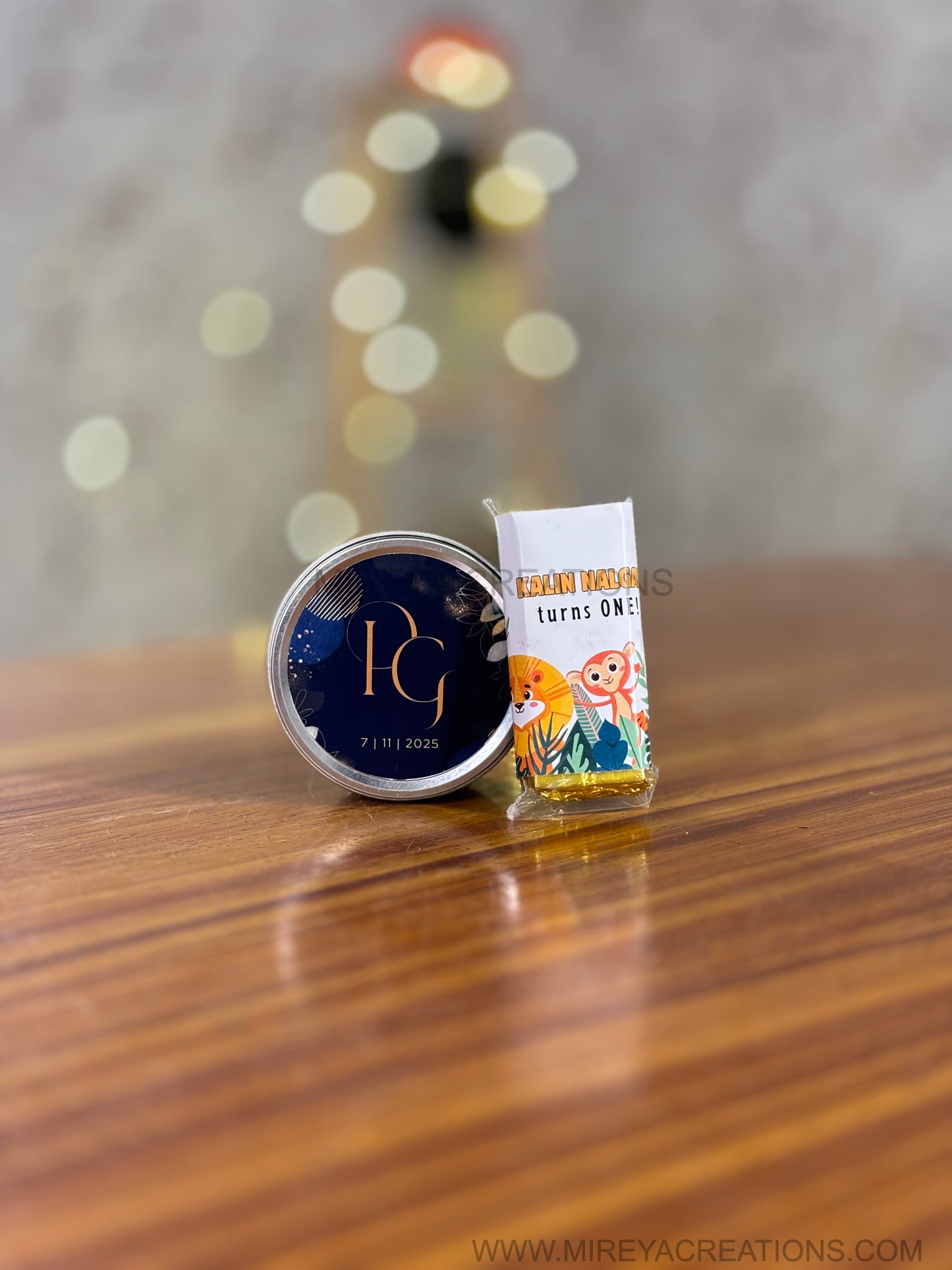 Customised Tin Candle + Chocolate Bar Return Gift | Wedding & Housewarming Favor Under ₹200