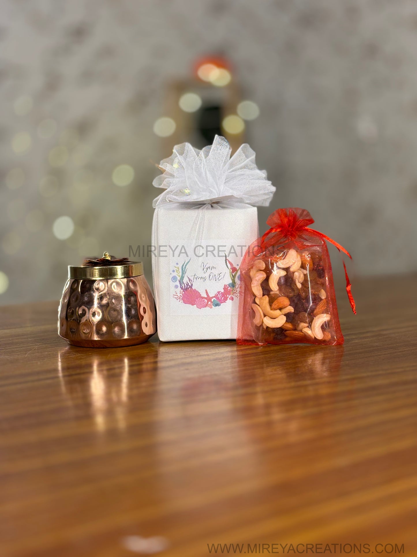 Brass Cone Jar Gift with Nuts Pouch Return Gift | Keepsake Decorative Jar | Wedding & Event Favor Under ₹300