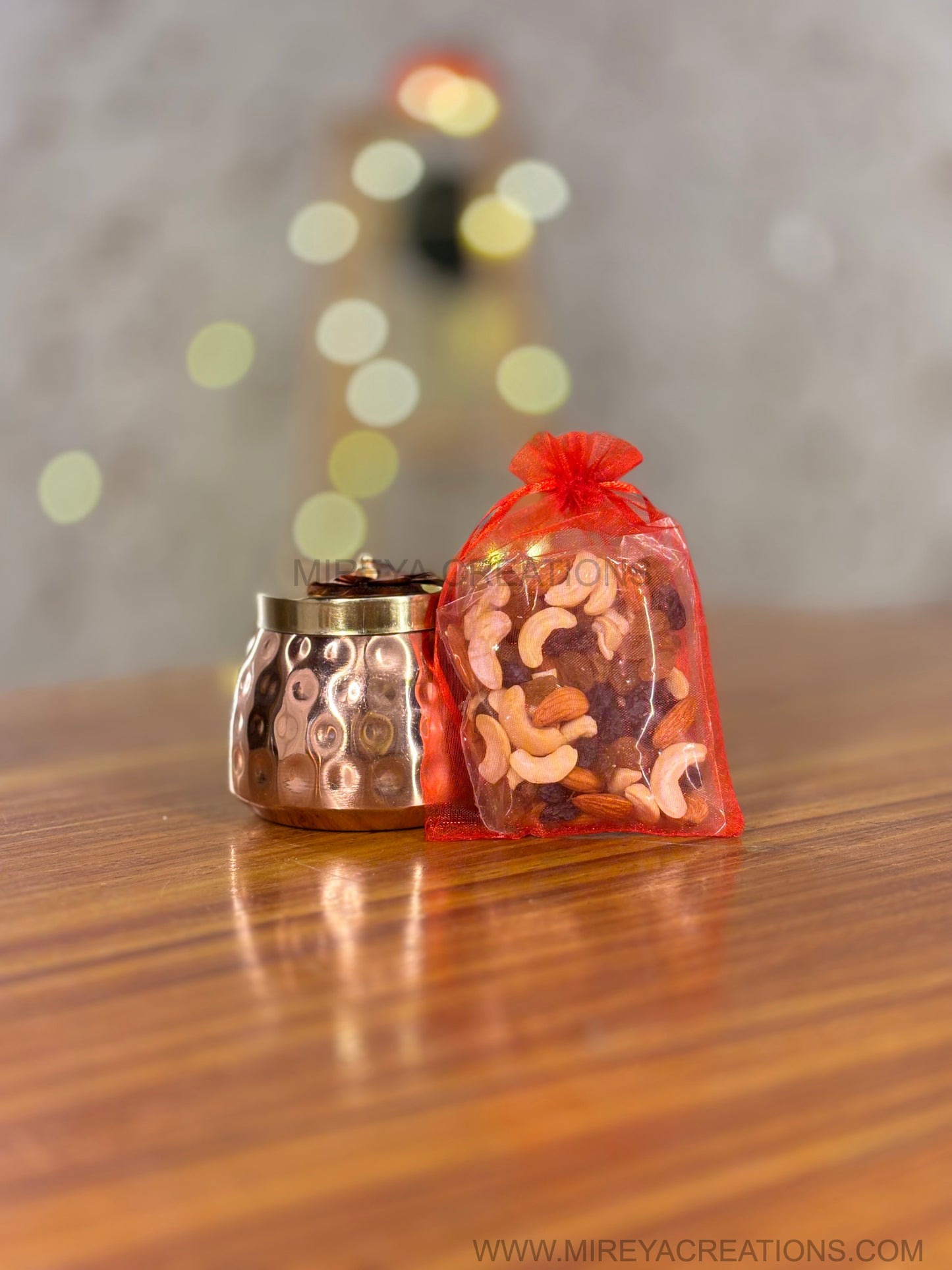 Brass Cone Jar Gift with Nuts Pouch Return Gift | Keepsake Decorative Jar | Wedding & Event Favor Under ₹300