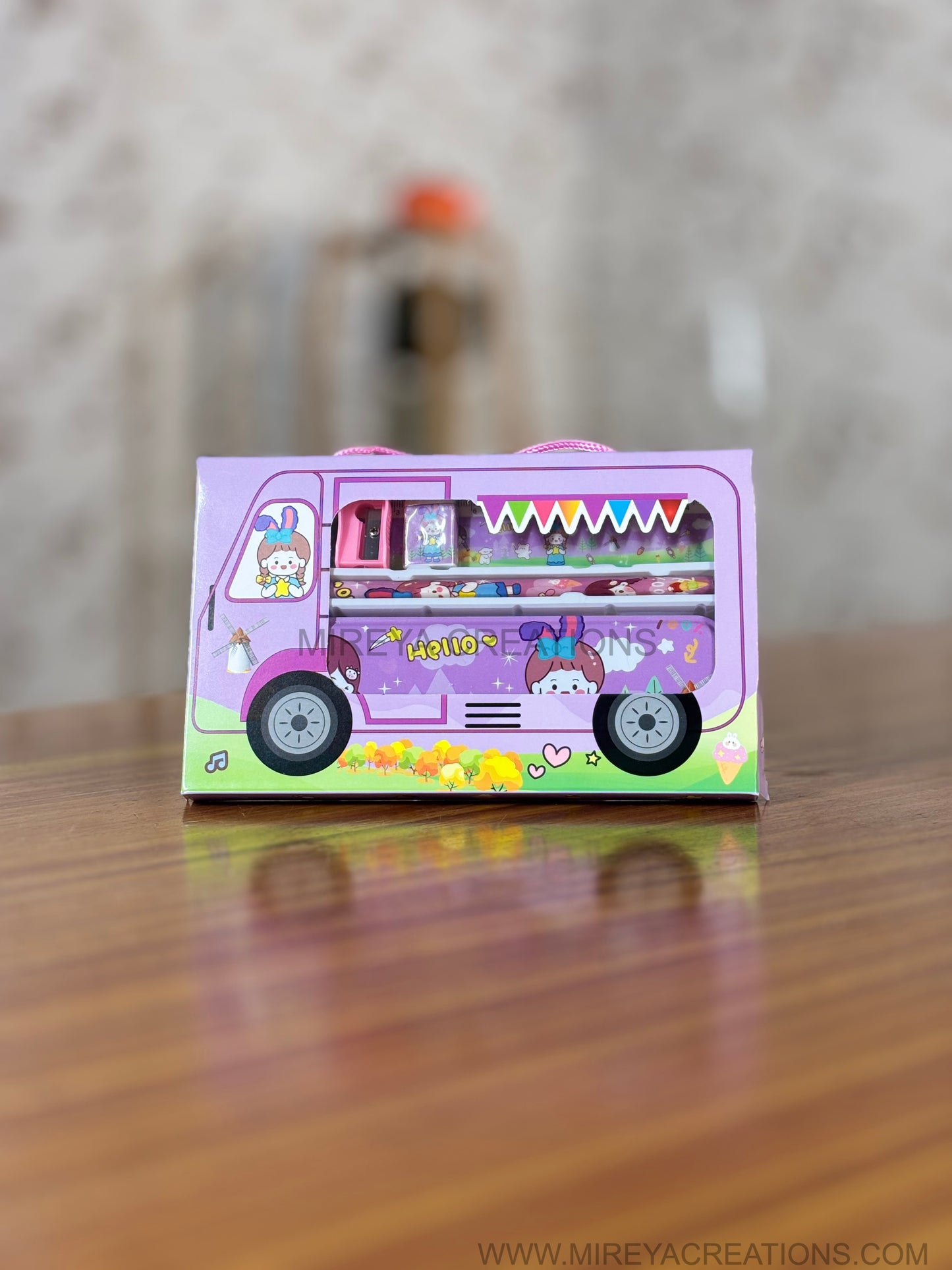 Kids Bus Shaped Stationery Gift Set Return Gift | Colourful Stationery Hamper for Children | Birthday & School Event Favor Under ₹150