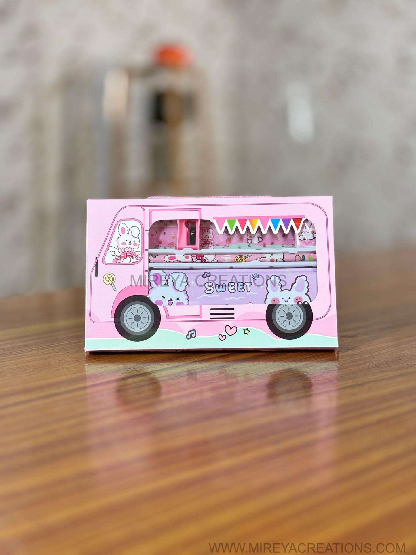 Kids Bus Shaped Stationery Gift Set Return Gift | Colourful Stationery Hamper for Children | Birthday & School Event Favor Under ₹150