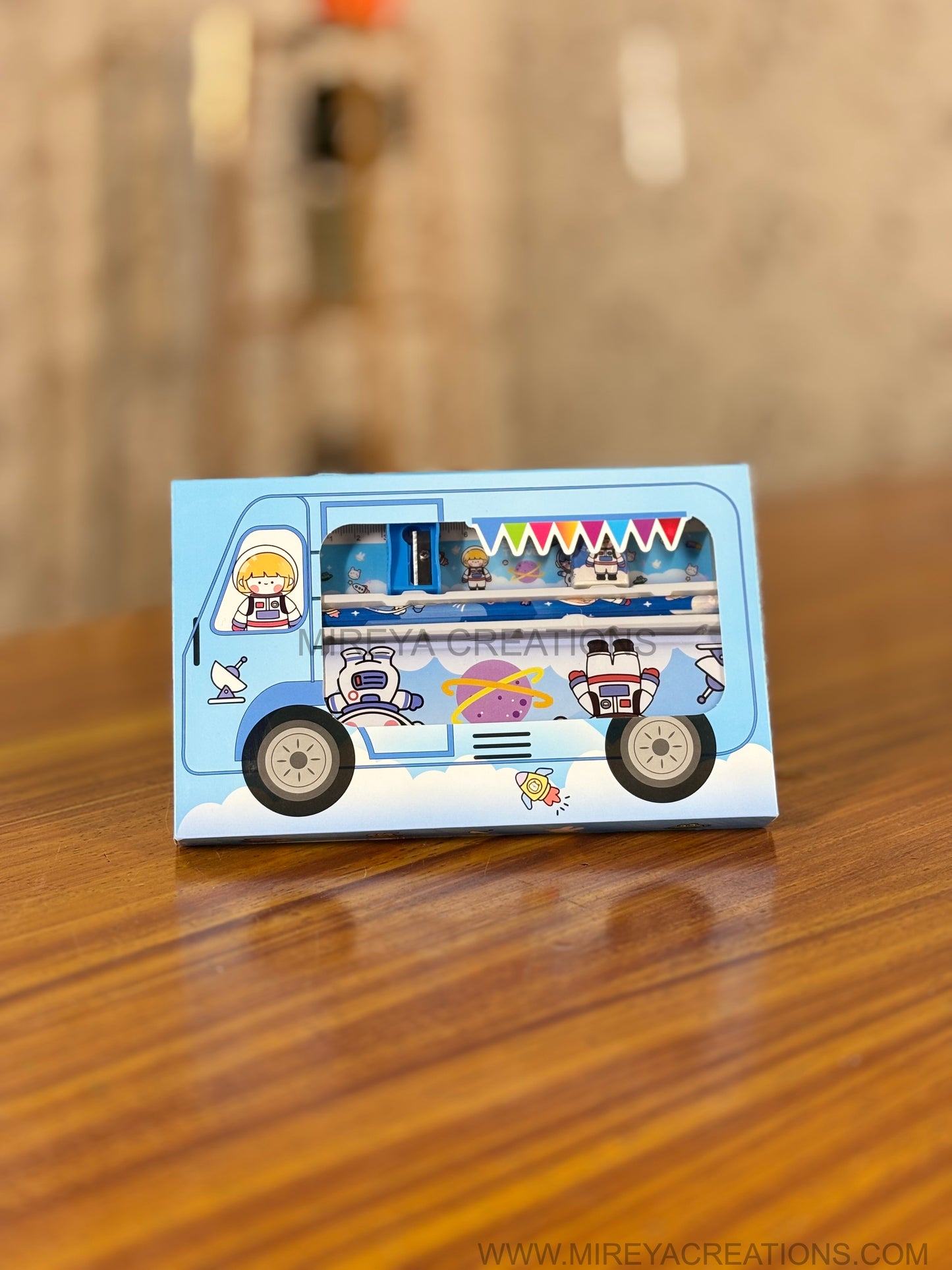 Kids Bus Shaped Stationery Gift Set Return Gift | Colourful Stationery Hamper for Children | Birthday & School Event Favor Under ₹150