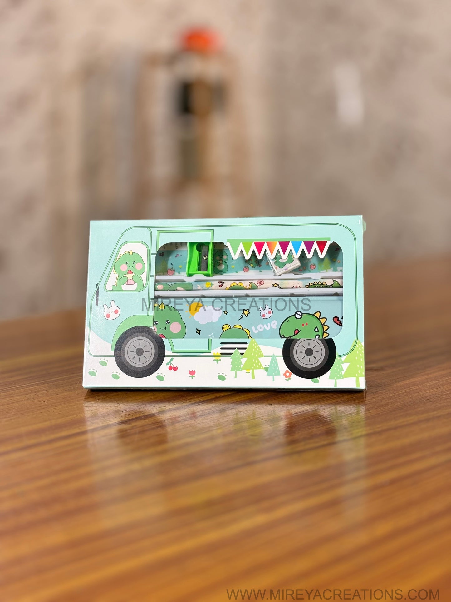 Kids Bus Shaped Stationery Gift Set Return Gift | Colourful Stationery Hamper for Children | Birthday & School Event Favor Under ₹150
