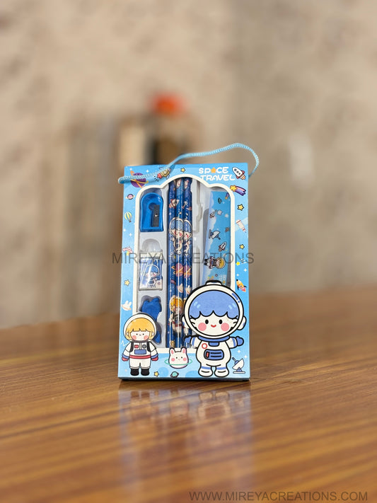 Cute Cartoon Kids Stationery Gift Set Return Gift | Pastel Themed Stationery Kit for Children | Birthday Party Favor Under ₹150