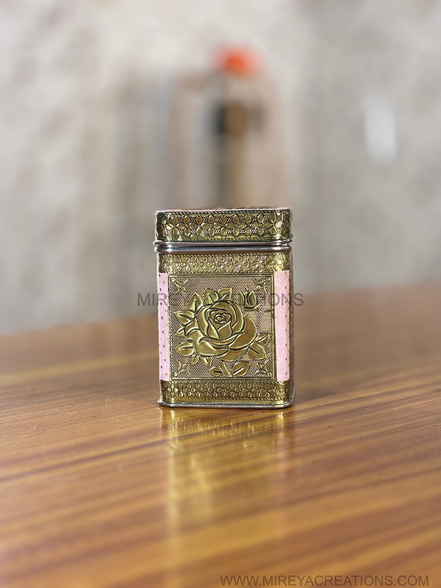 Antique Gold Rose Metal Container Return Gift | Decorative Metal Storage Box | Wedding & Festive Favor Under ₹300