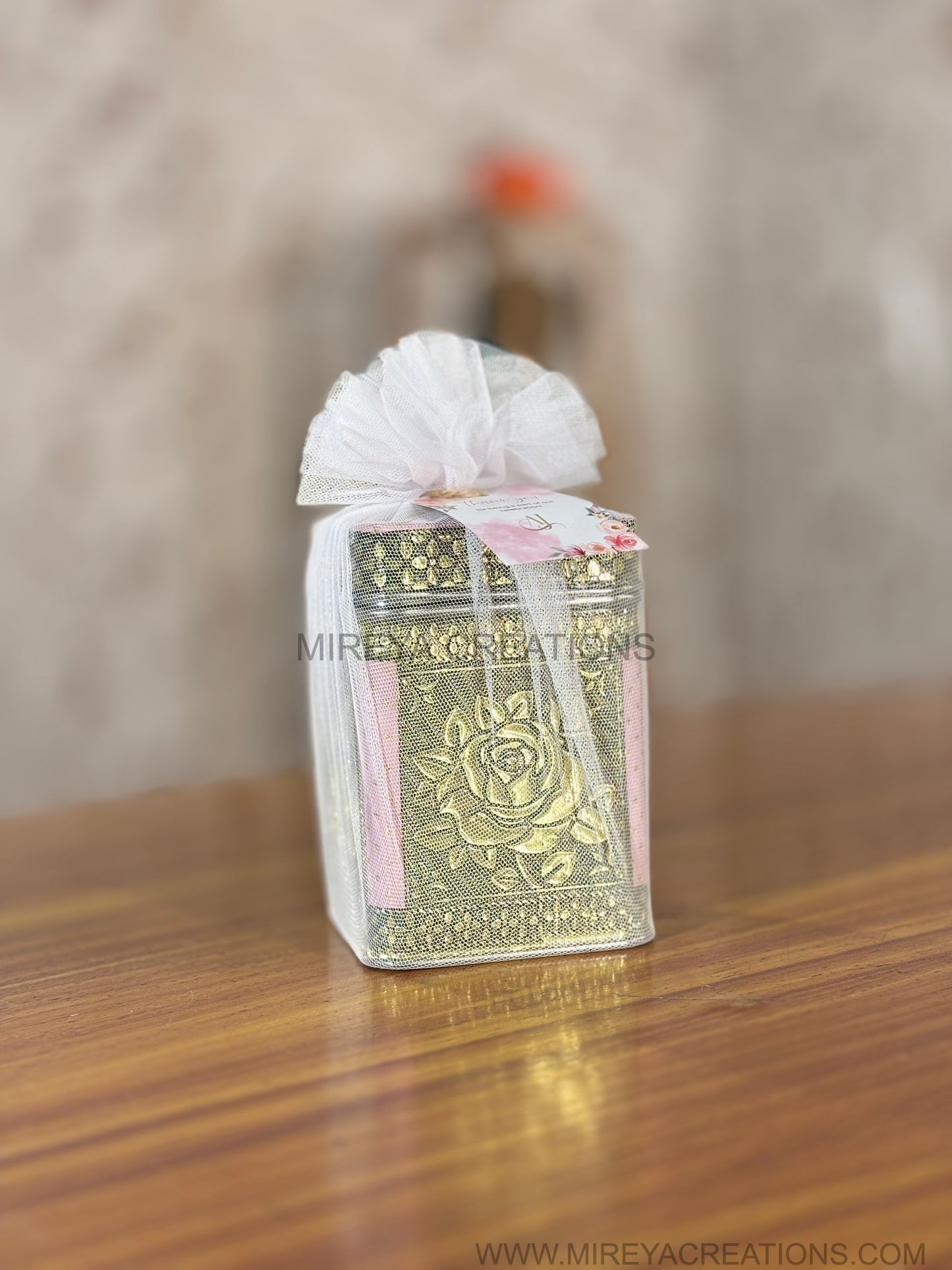 Antique Gold Rose Metal Container Return Gift | Decorative Metal Storage Box | Wedding & Festive Favor Under ₹300