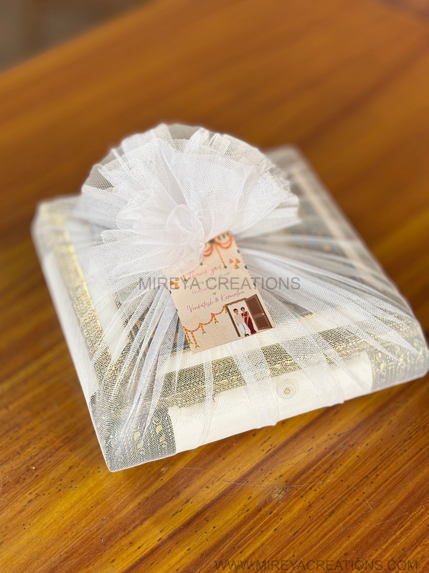 Ivory & Antique Gold Square Dry Fruit Box Return Gift | Ornate Jewellery & Dry Fruit Storage Box | Wedding & Festive Favor