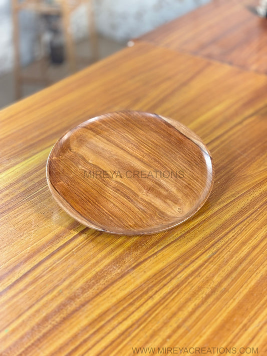 Round Wooden Snack & Salad Plate Return Gift | Minimalist Natural Finish Wooden Plate | Wedding & Housewarming Favor