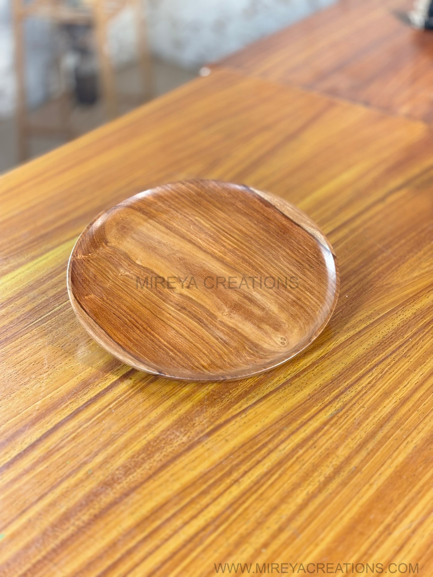 Round Wooden Snack & Salad Plate Return Gift | Minimalist Natural Finish Wooden Plate | Wedding & Housewarming Favor