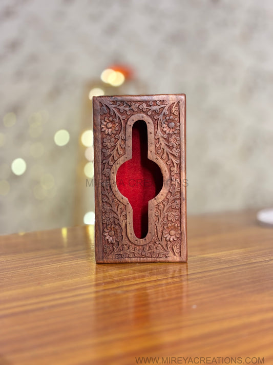 Rectangular Carved Wooden Tissue Box Return Gift | Handcrafted Floral Wooden Tissue Holder | Wedding & Housewarming Favor Under ₹400