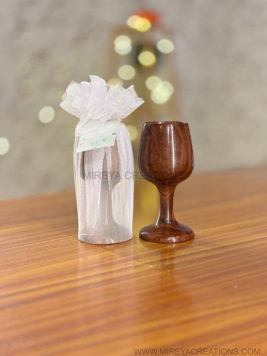 Mini Wooden Goblet Showpiece Return Gift | Handcrafted Wooden Decorative Cup | Wedding & Festive Favor Under ₹400