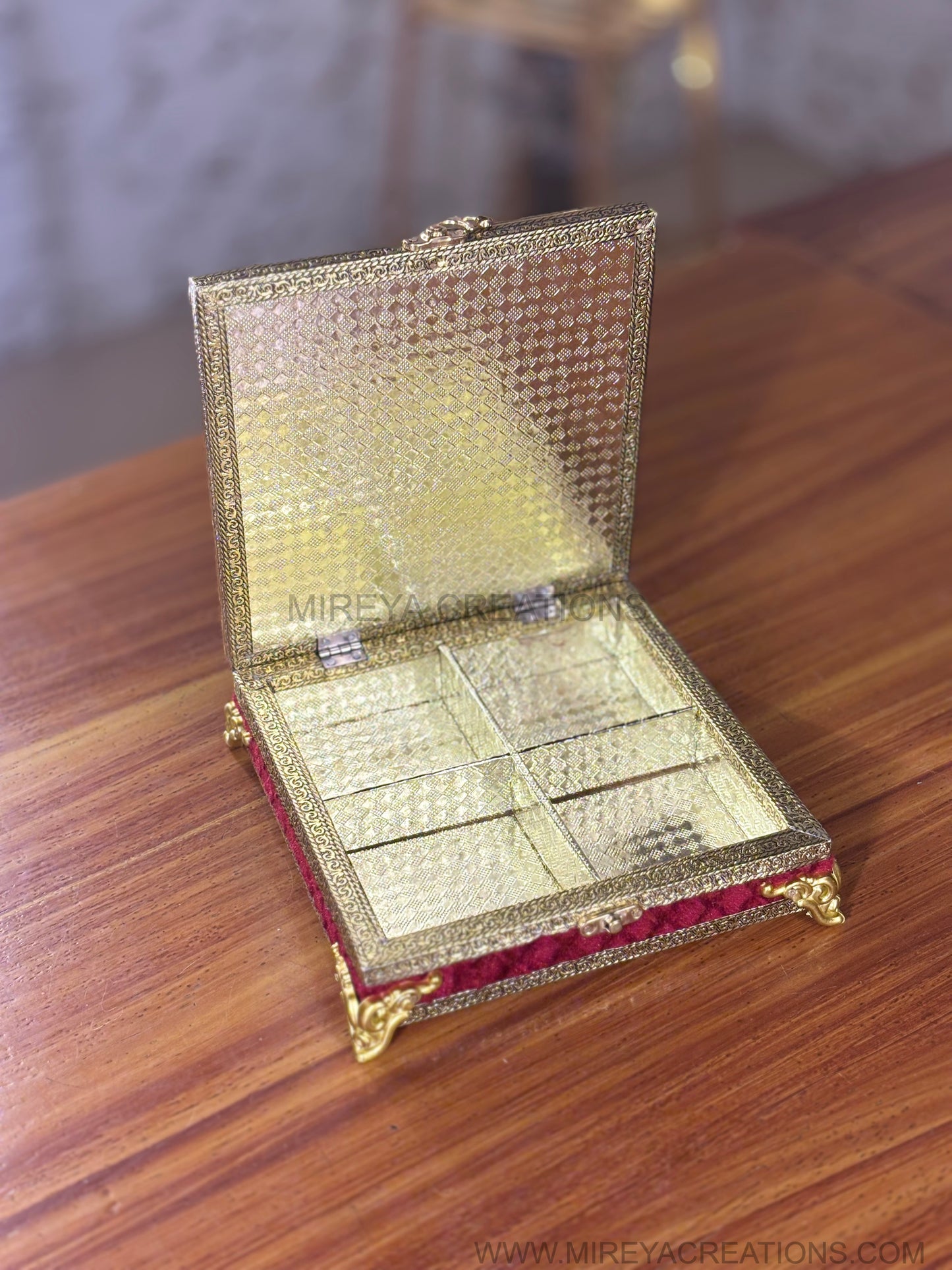 Premium Red & Gold Dry Fruit Box Return Gift | Royal Assorted Dry Fruits Hamper | Wedding & Festive Favor Under ₹1000