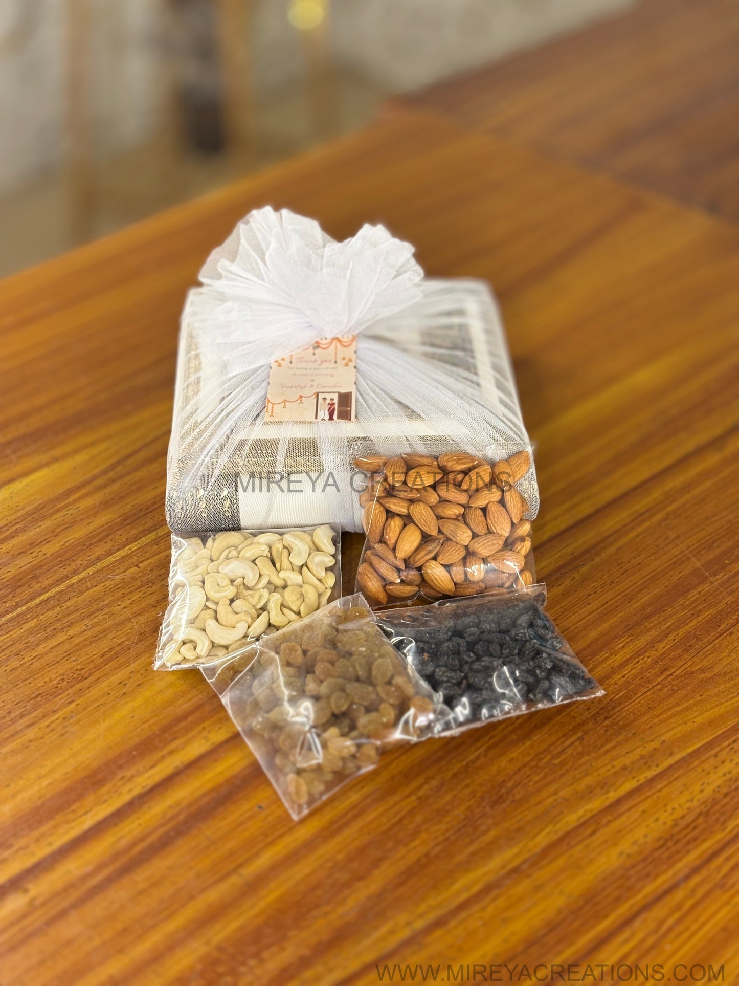 Ivory & Antique Gold Square Dry Fruit Box Return Gift | Ornate Jewellery & Dry Fruit Storage Box | Wedding & Festive Favor