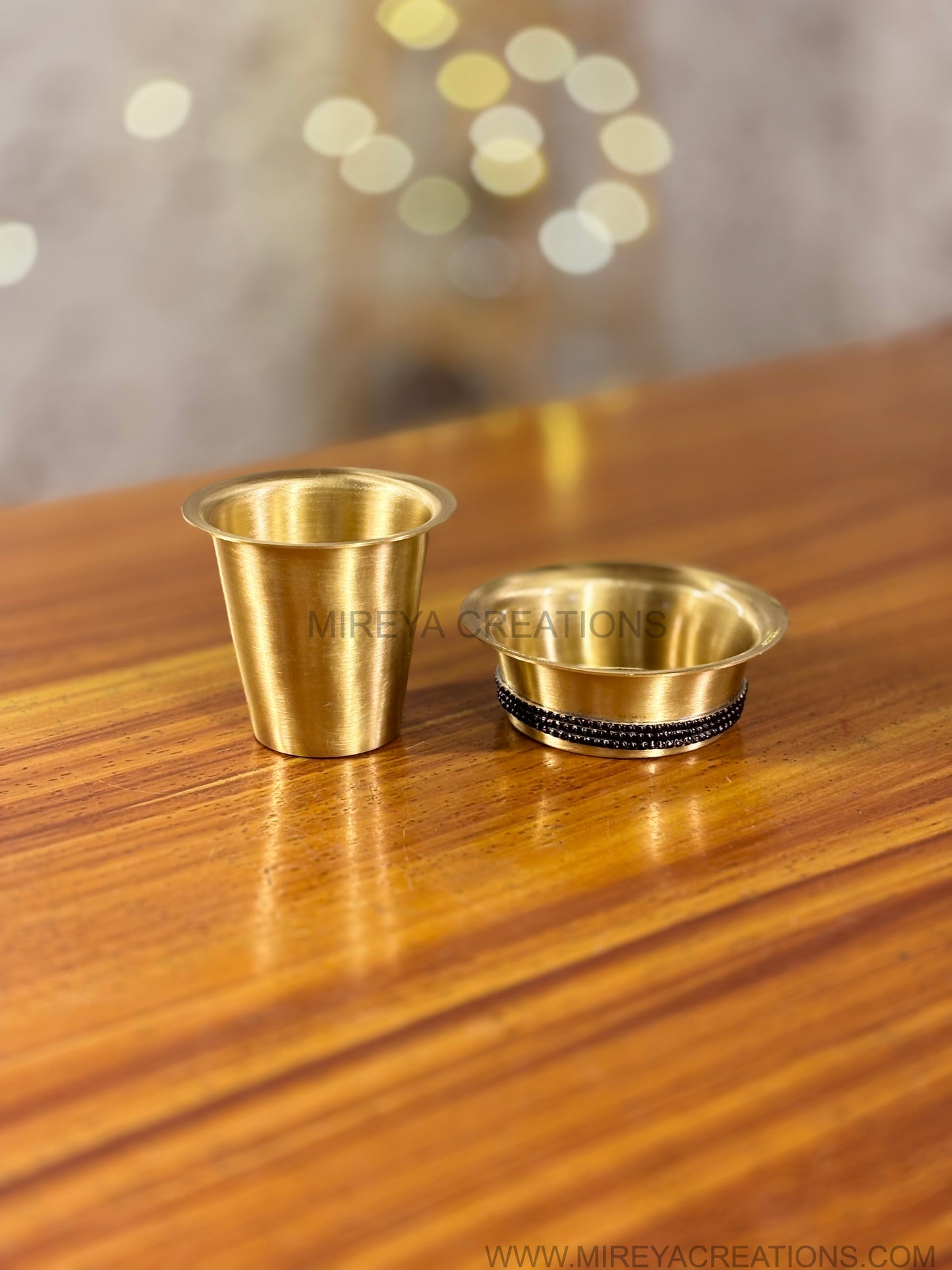 Brass Dabara with Black Beads Return Gift | Handcrafted Brass Puja Bowl Under ₹800 | Wedding & Housewarming Favor