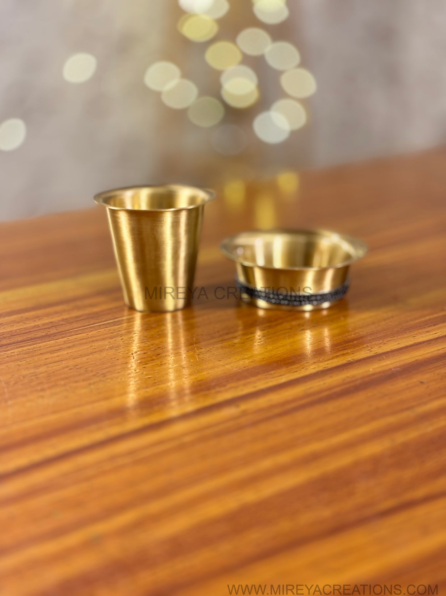 Brass Dabara with Black Beads Return Gift | Handcrafted Brass Puja Bowl Under ₹800 | Wedding & Housewarming Favor