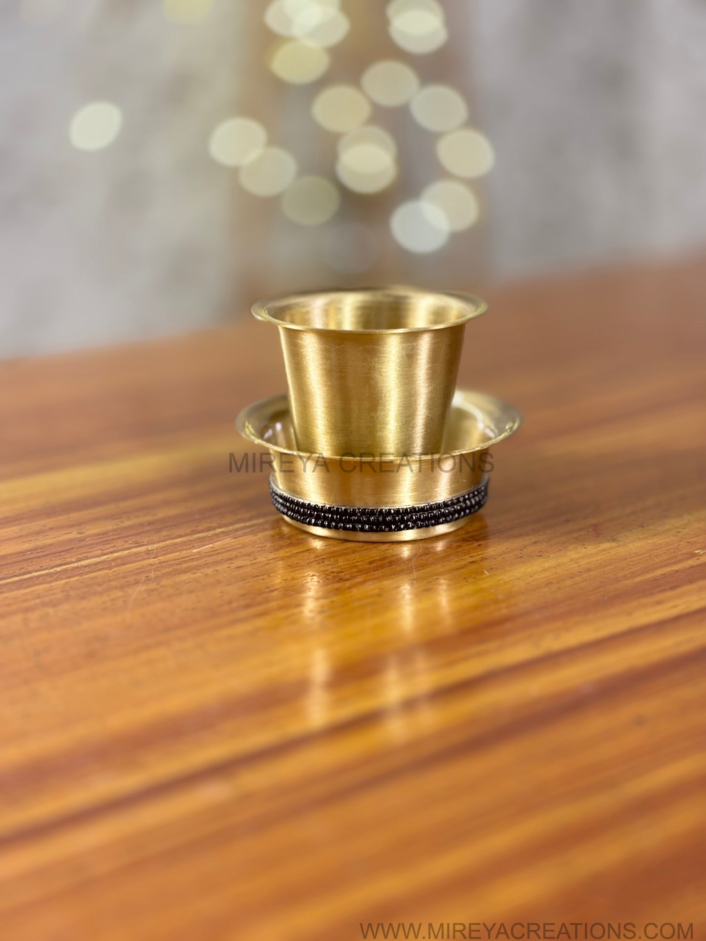 Brass Dabara with Black Beads Return Gift | Handcrafted Brass Puja Bowl Under ₹800 | Wedding & Housewarming Favor