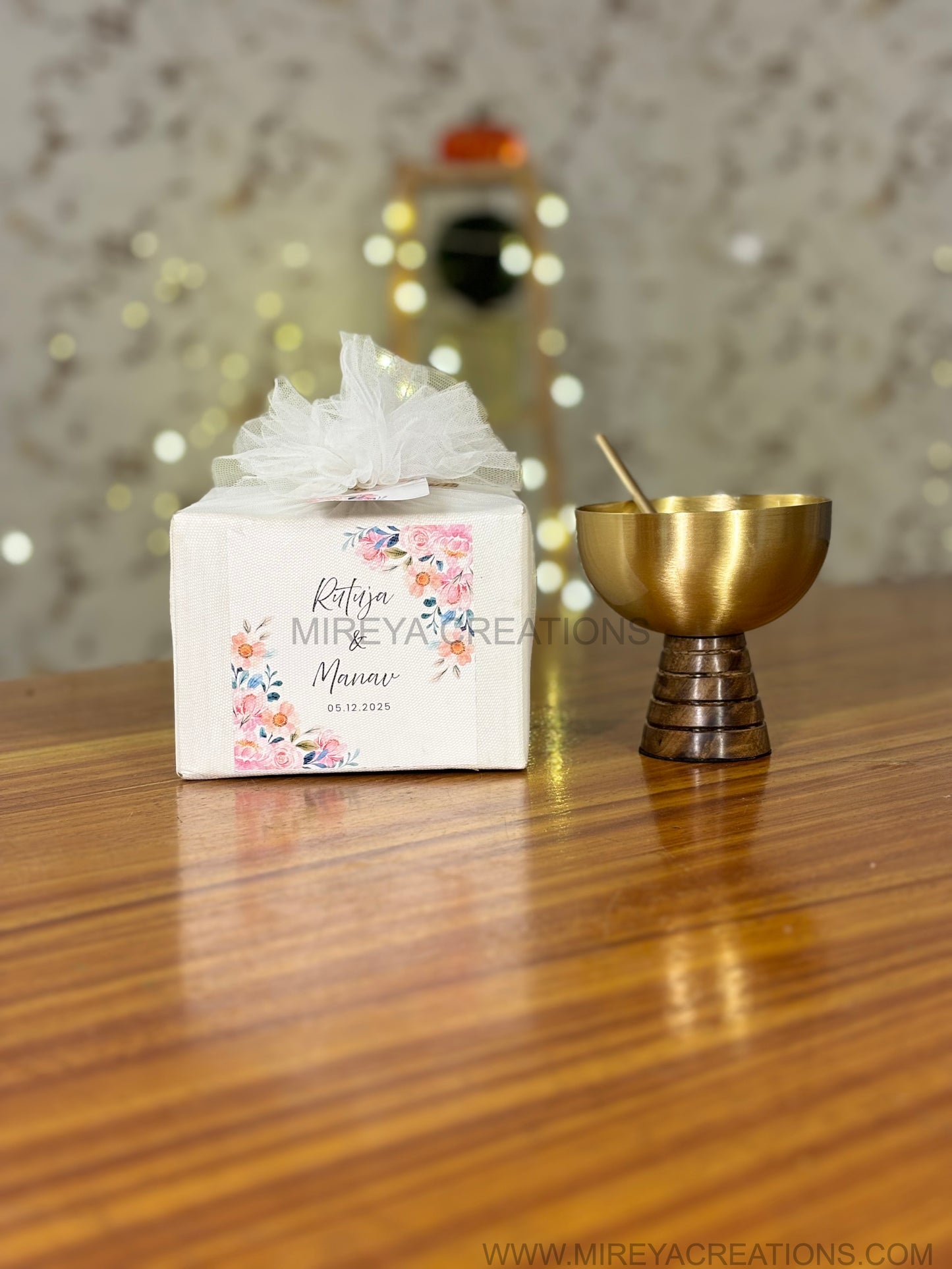 Brass Pedestal Dessert Bowl Return Gift | Traditional Brass Return Gift Under ₹800 | Wedding & Festive Favor