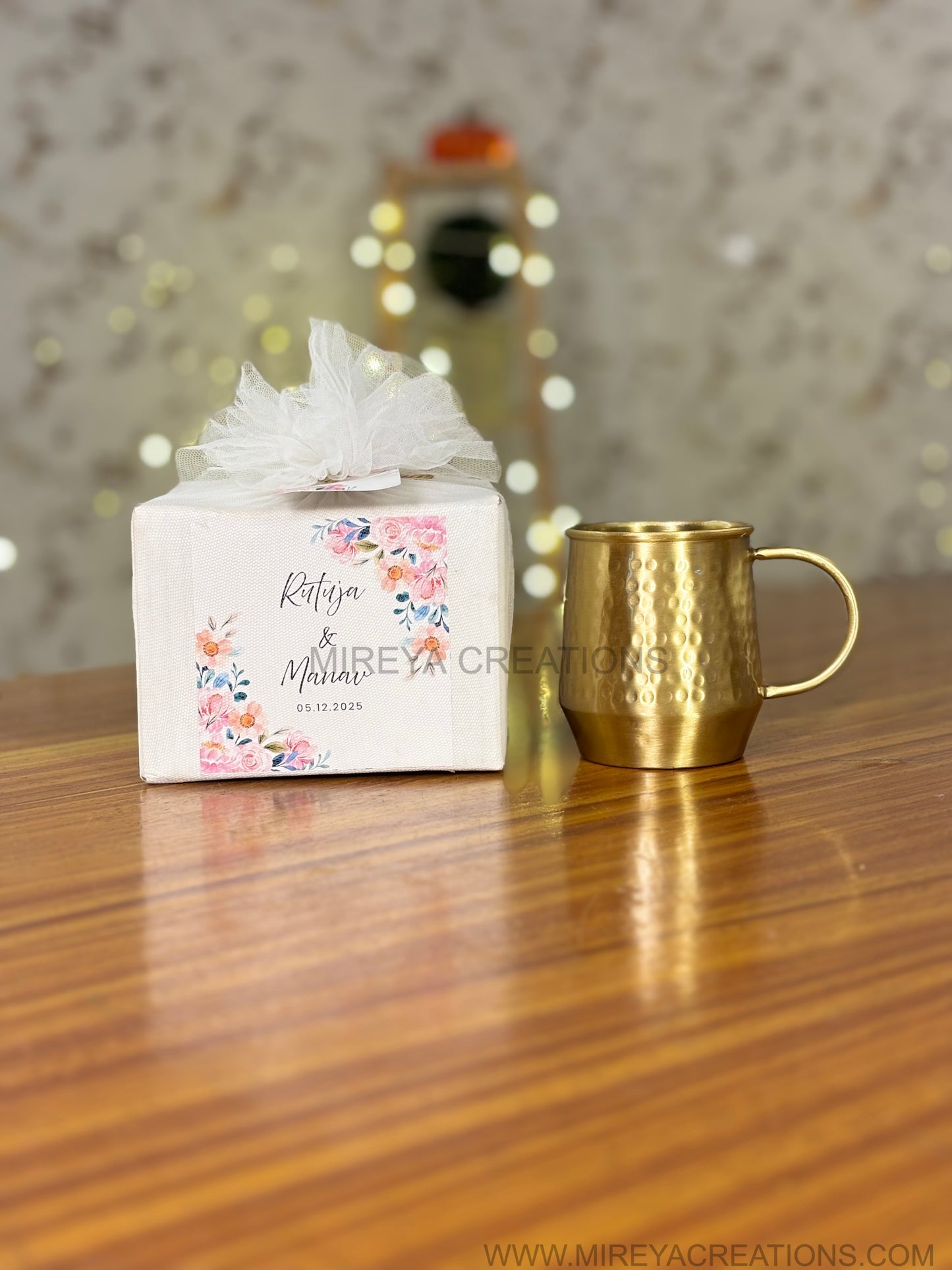 Hammered Brass Mug Return Gift | Brass Mug with Handle Under ₹900 | Wedding & Housewarming Favor