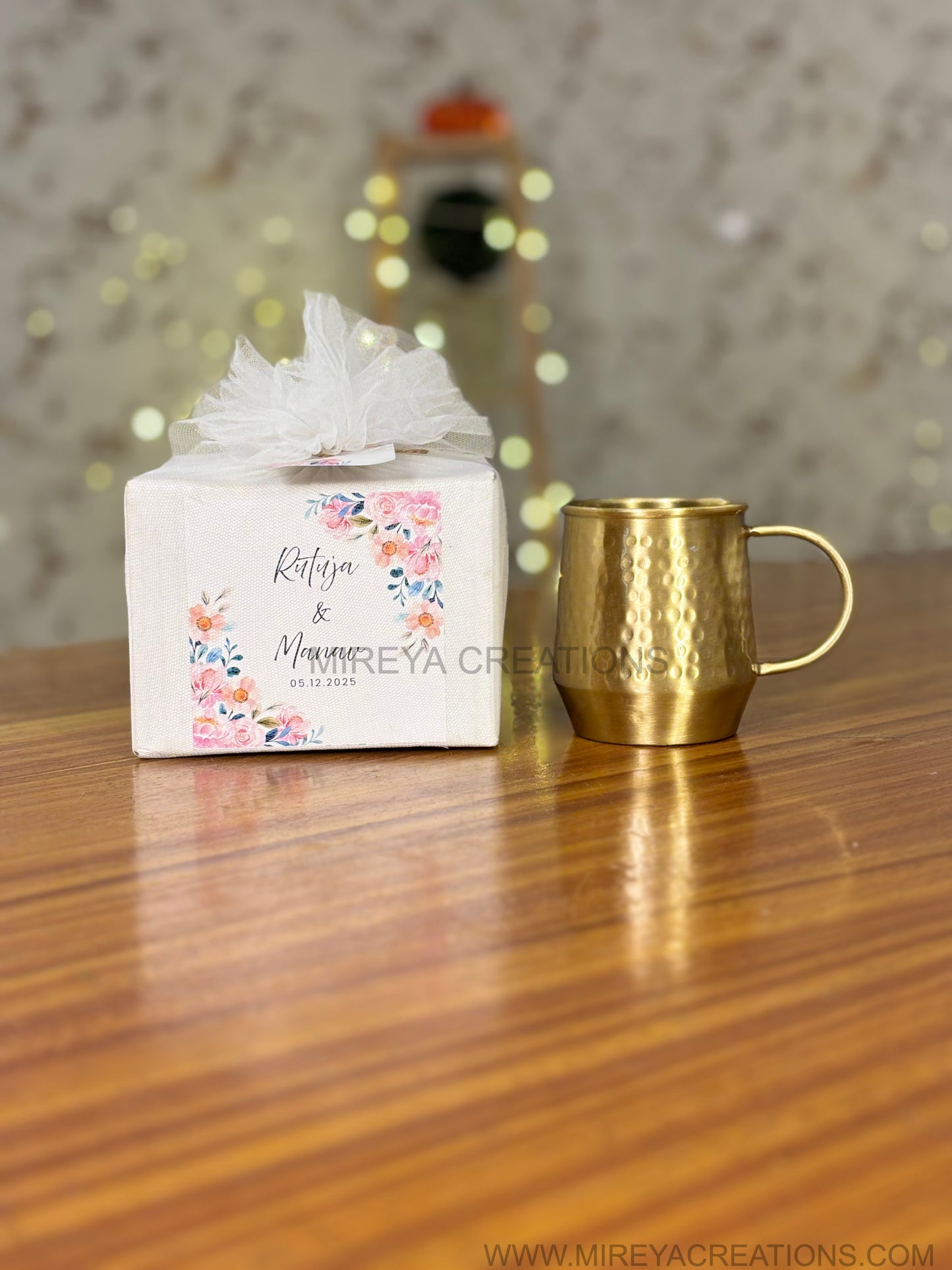 Hammered Brass Mug Return Gift | Brass Mug with Handle Under ₹900 | Wedding & Housewarming Favor