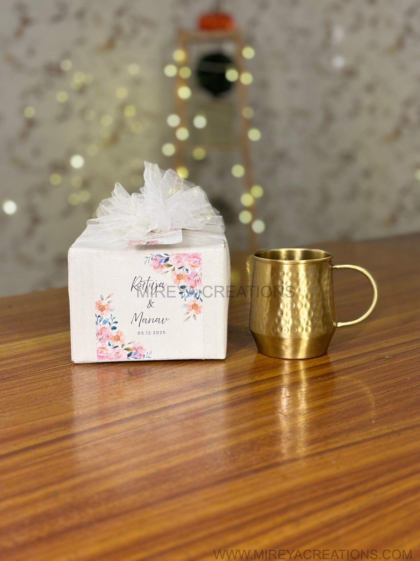Hammered Brass Mug Return Gift | Brass Mug with Handle Under ₹900 | Wedding & Housewarming Favor