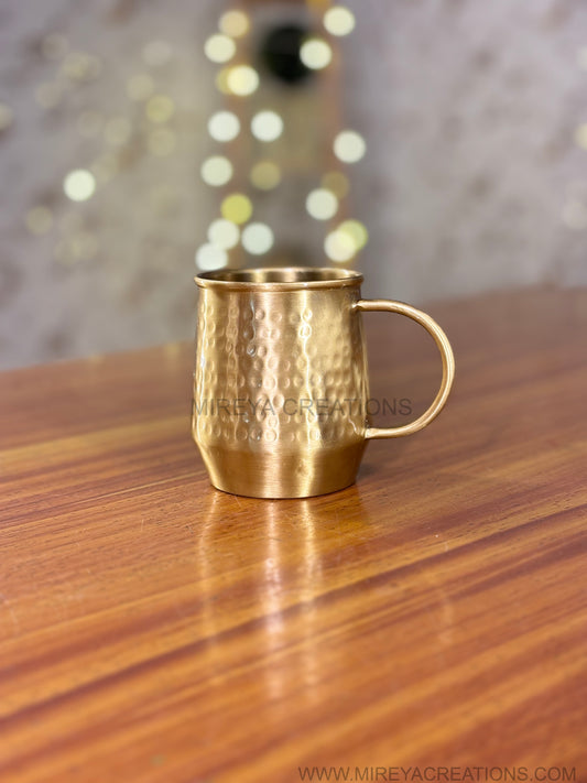 Hammered Brass Mug Return Gift | Brass Mug with Handle Under ₹900 | Wedding & Housewarming Favor