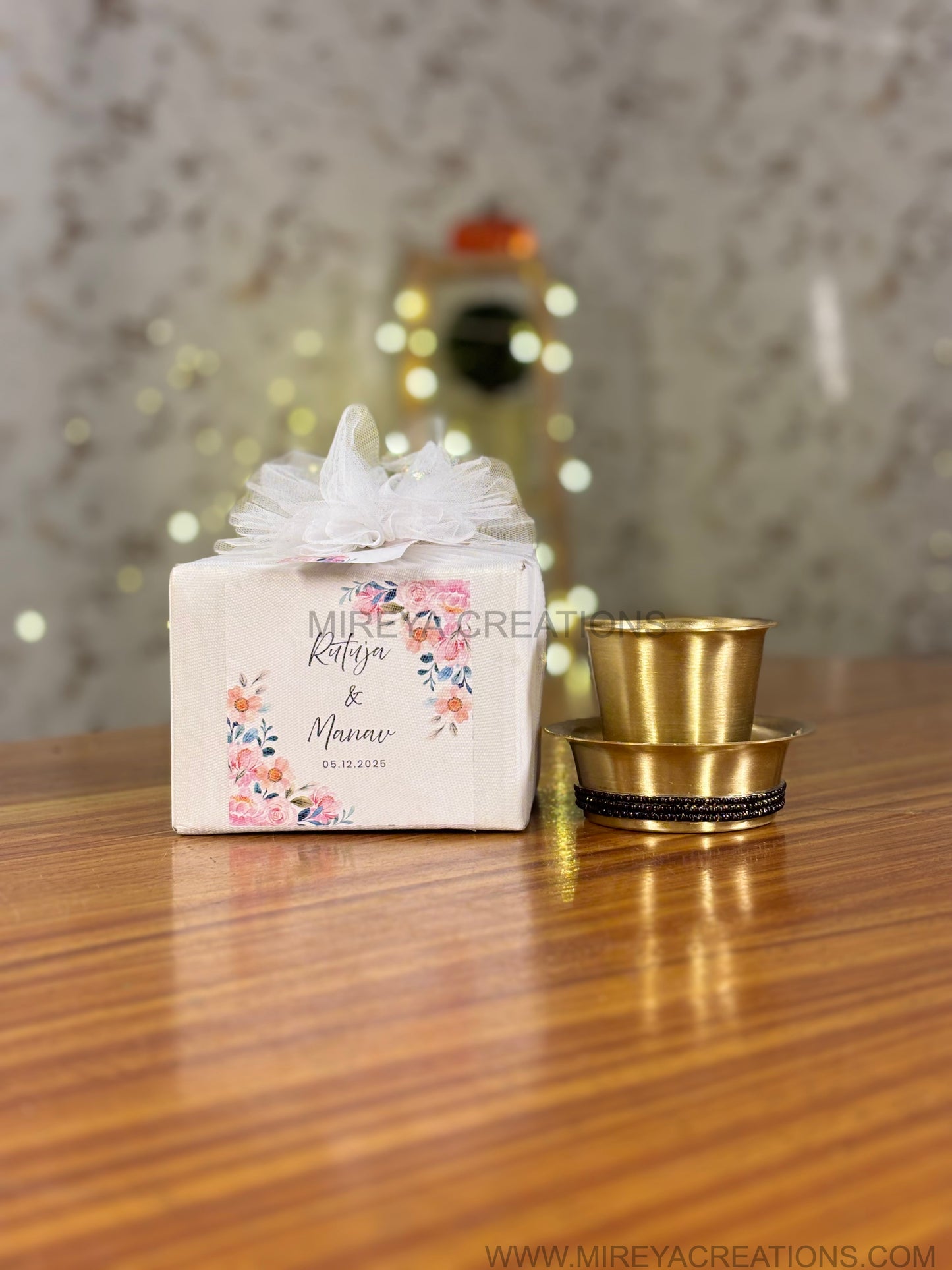 Brass Dabara with Black Beads Return Gift | Handcrafted Brass Puja Bowl Under ₹800 | Wedding & Housewarming Favor