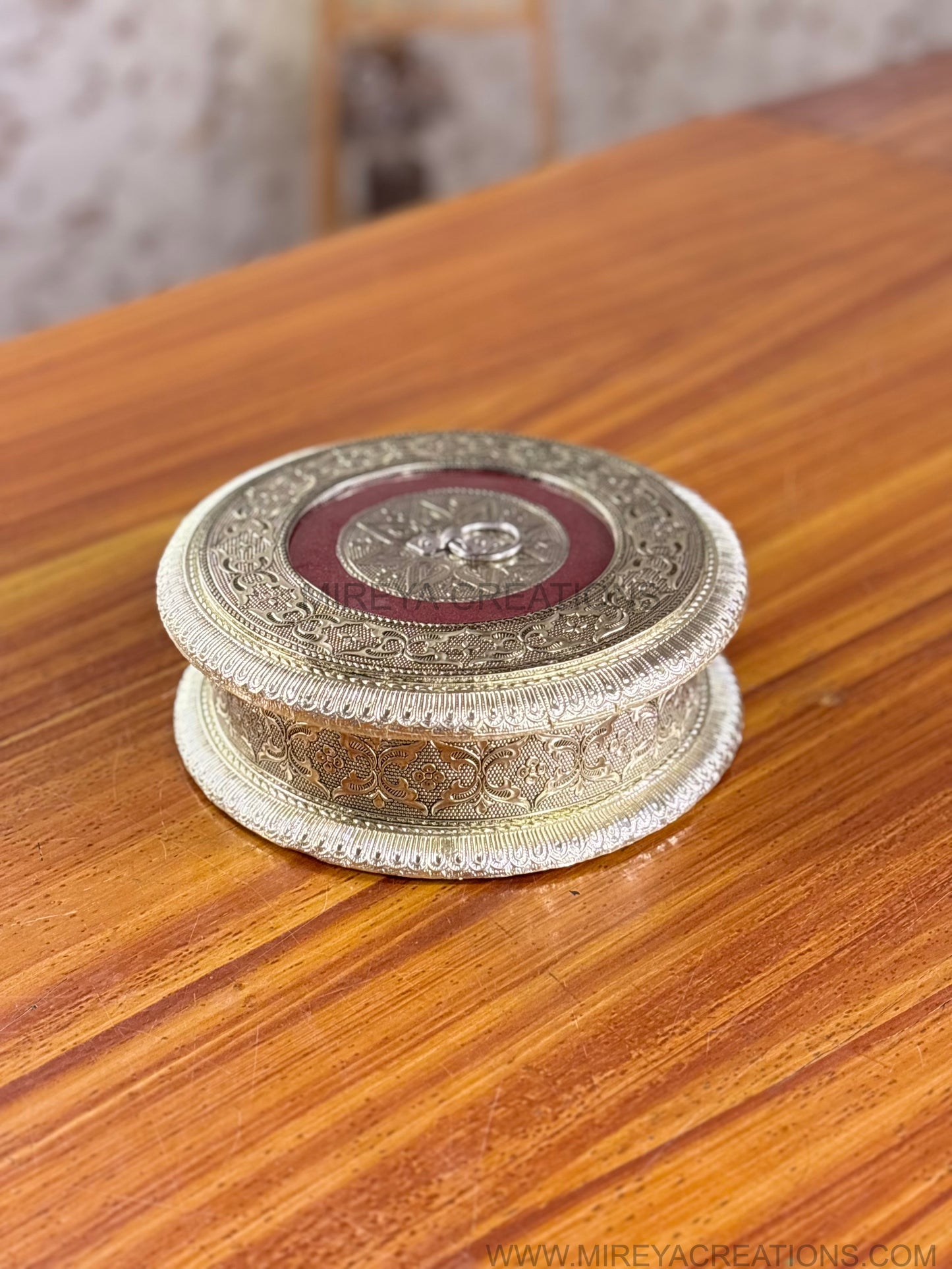 German Silver Decorative Round Box Return Gift | Traditional Silver Box Under ₹500 | Wedding & Housewarming Favor