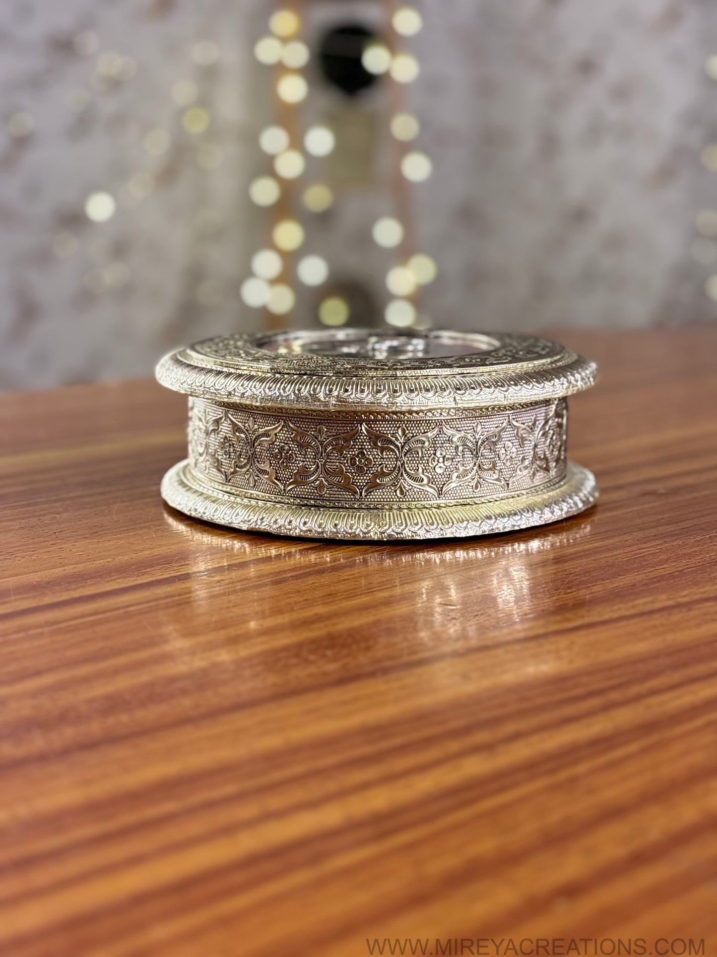 German Silver Decorative Round Box Return Gift | Traditional Silver Box Under ₹500 | Wedding & Housewarming Favor
