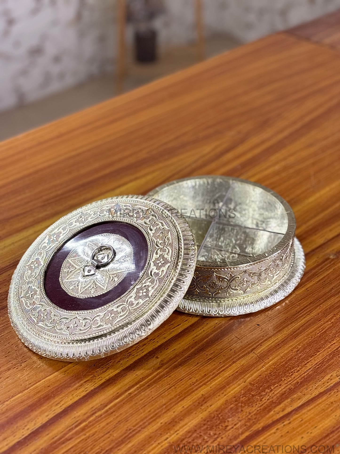 German Silver Decorative Round Box Return Gift | Traditional Silver Box Under ₹500 | Wedding & Housewarming Favor