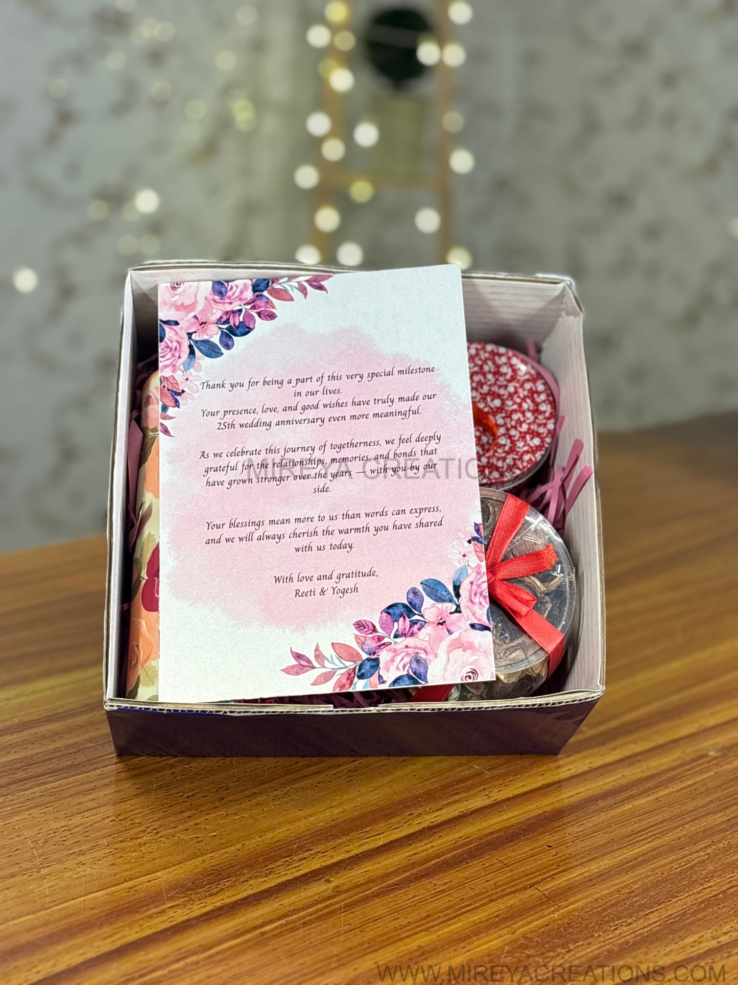 Printed Steel Bottle Gift Set Return Gift | Candle, Potpourri, Card & Chocolates Combo Under ₹1100 | Wedding & Event Favor