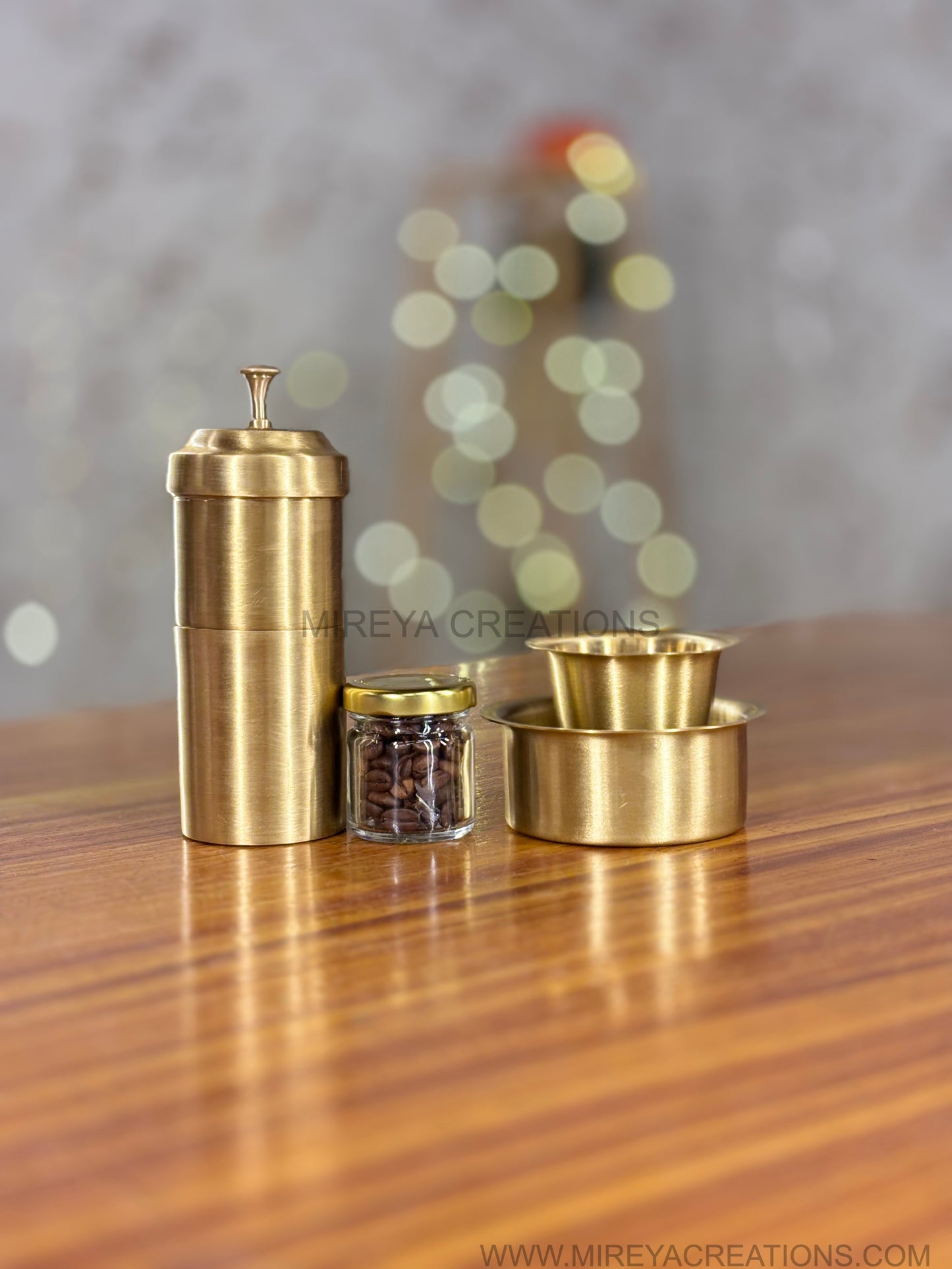 Traditional Brass Coffee Set Return Gift | Coffee Filter, Dabara & Bean Jar Under ₹1800 | Wedding & Puja Favor