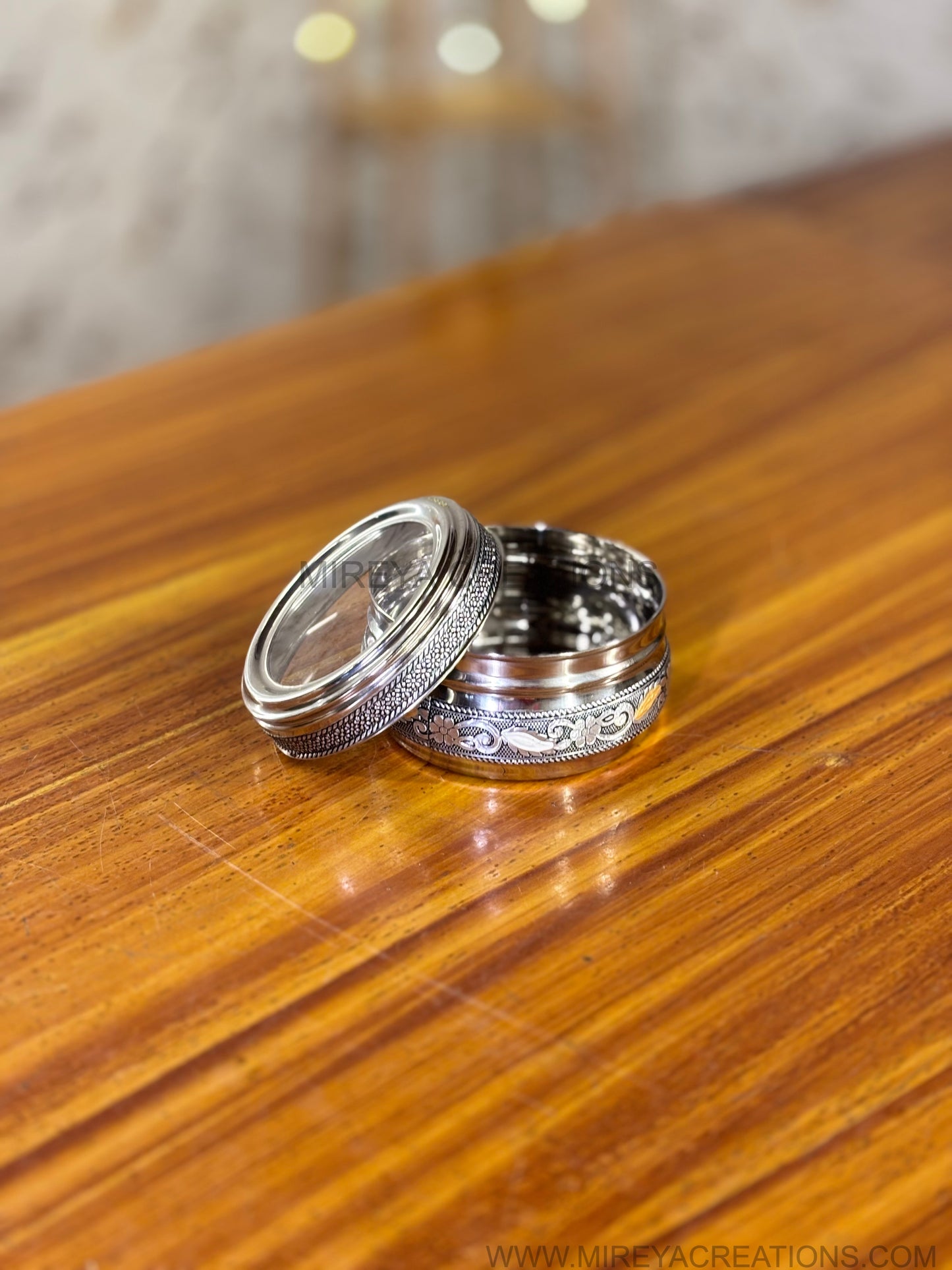 Silver Meenakari Box with Transparent Lid Return Gift | Decorative Meenakari Sweet Box with Transparent Lid | Wedding & Housewarming Favor Under ₹200