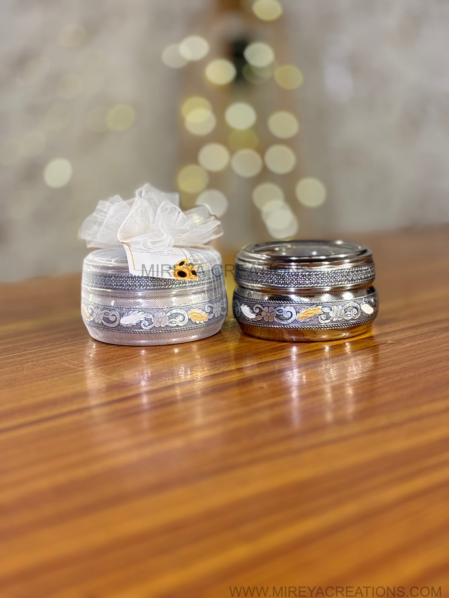 Silver Meenakari Box with Transparent Lid Return Gift | Decorative Meenakari Sweet Box with Transparent Lid | Wedding & Housewarming Favor Under ₹200