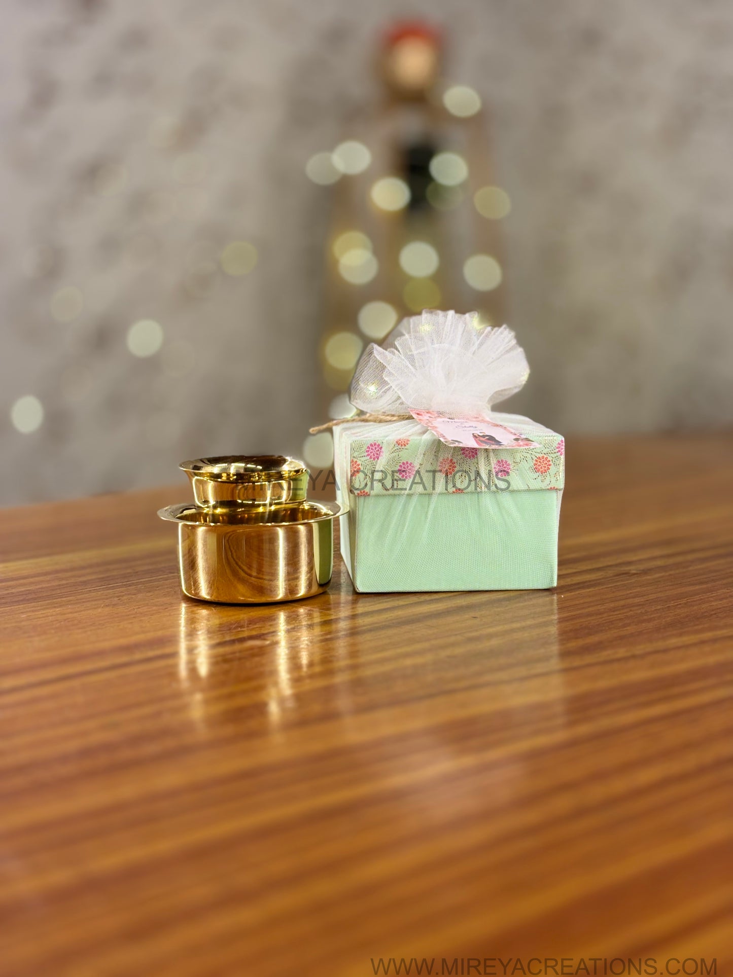 Mini Brass Dabara Tumbler Set Return Gift | Traditional Brass Coffee Set in Pastel Gift Box | Wedding & Housewarming Favor Under ₹500