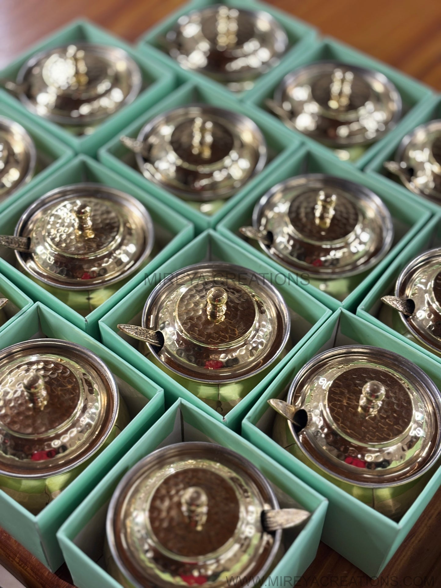 Hammered Brass Ghee Pot Return Gift | Traditional Brass Ghee Pot in Pastel Gift Box | Wedding & Housewarming Favor Under ₹1300