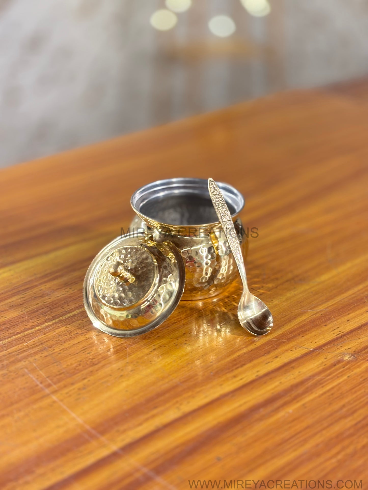 Hammered Brass Ghee Pot Return Gift | Traditional Brass Ghee Pot in Pastel Gift Box | Wedding & Housewarming Favor Under ₹1300